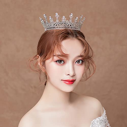 Queen Baroque Rhinestone Bridal Tiara - Elegant Princess Headband Wedding Crown for Brides, Prom, Birthday Parties & Christmas Costumes (Silver) | Perfect for Weddings, Pageants, Photo Shoots & Special Occasions