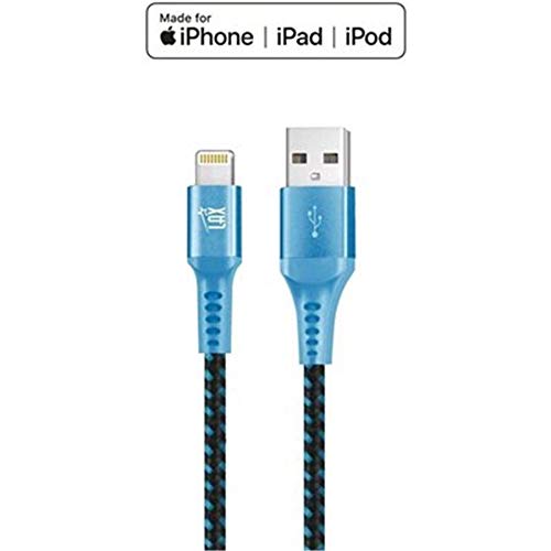 LAX Gadgets USB A to Lightning Cable - Apple MFI Certified Fast Charging & Data Sync Cable for iPhone 14/13/12/11/X/8, iPad, iPod - 4FT Durable Nylon Braided Cord - Aqua Blue (LGHT4FT-AQ) | Perfect for Home, Office & Travel Charging