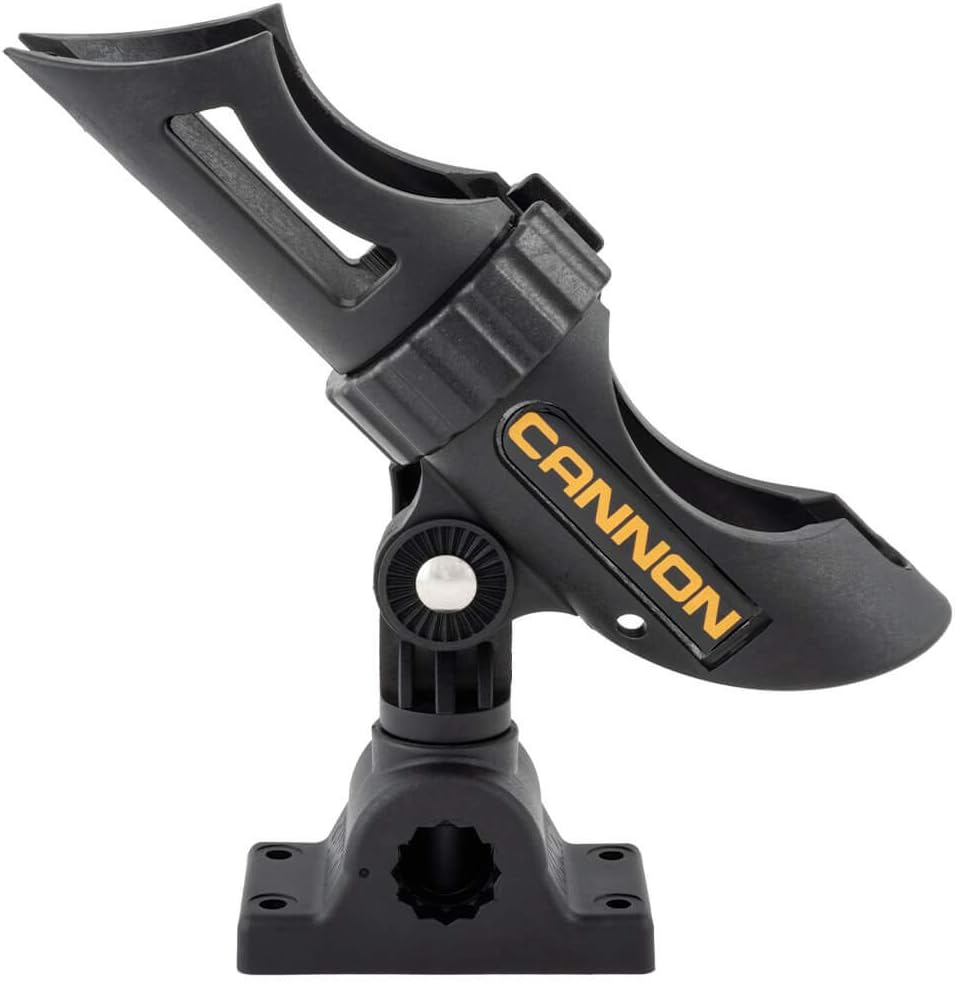Cannon 2450169 1 Deck Mount Rod Holder - 3 Position Adjustable Fishing Rod Holder for Boats (Black) - Perfect for Saltwater & Freshwater Fishing