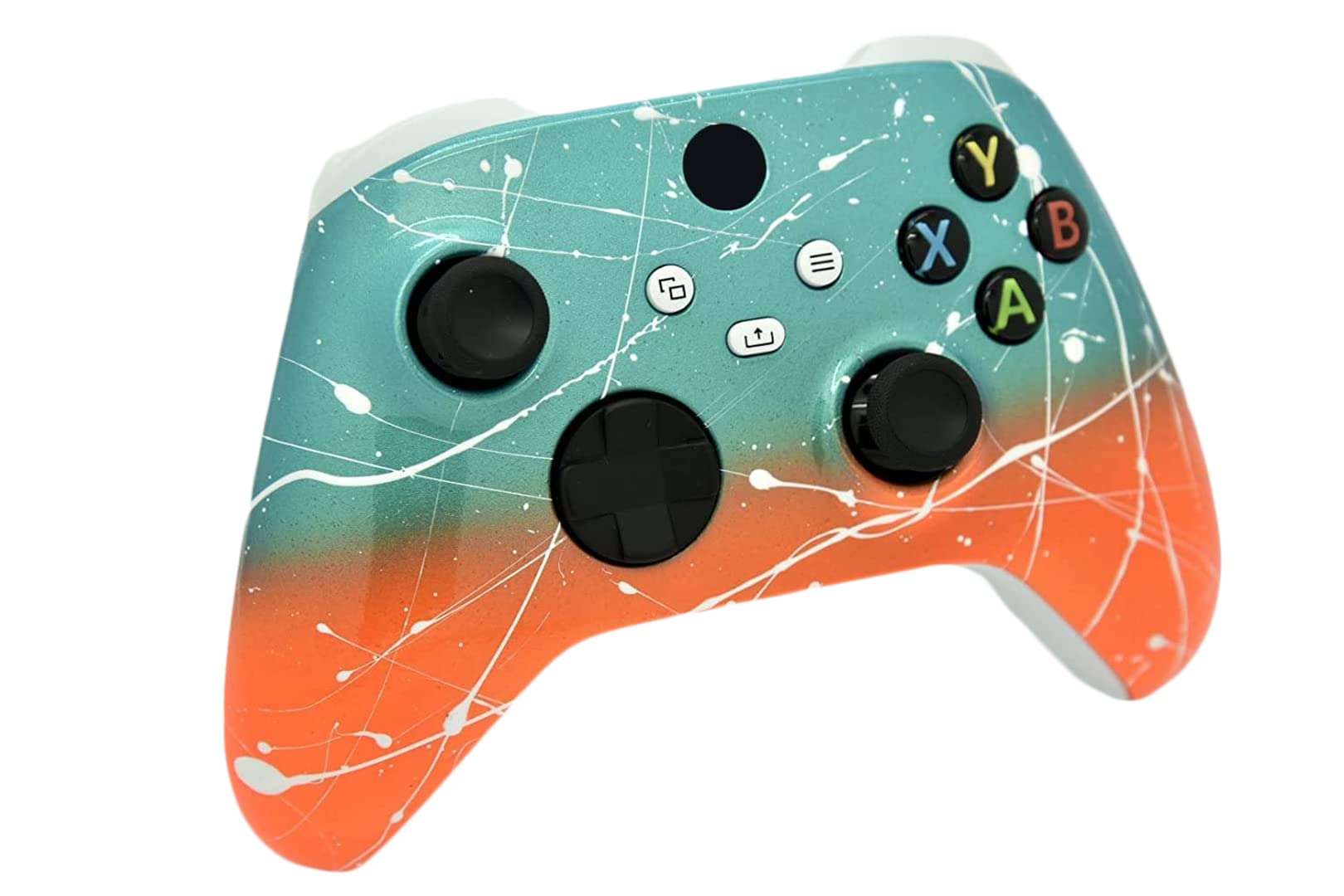 Custom Hand-Airbrushed Xbox Series X/S & Xbox One Controller - Fade Design with Teal & Orange White Drip | Perfect for Gaming, Streaming & Esports Tournaments