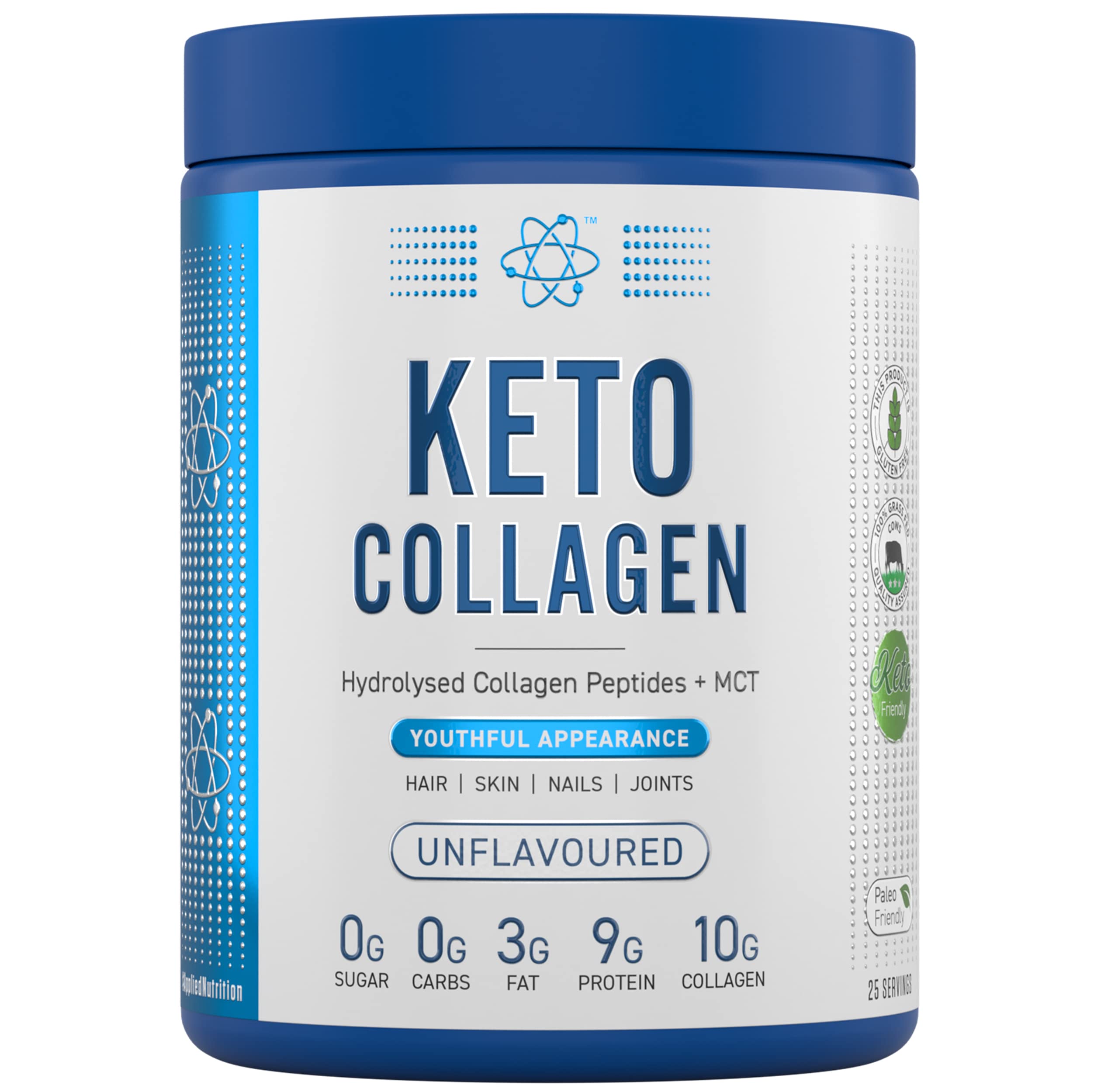 Applied Nutrition Keto Collagen Powder - Unflavored 325g | Supports Weight Loss & Skin Health | Perfect for Ketogenic Diet & Daily Wellness