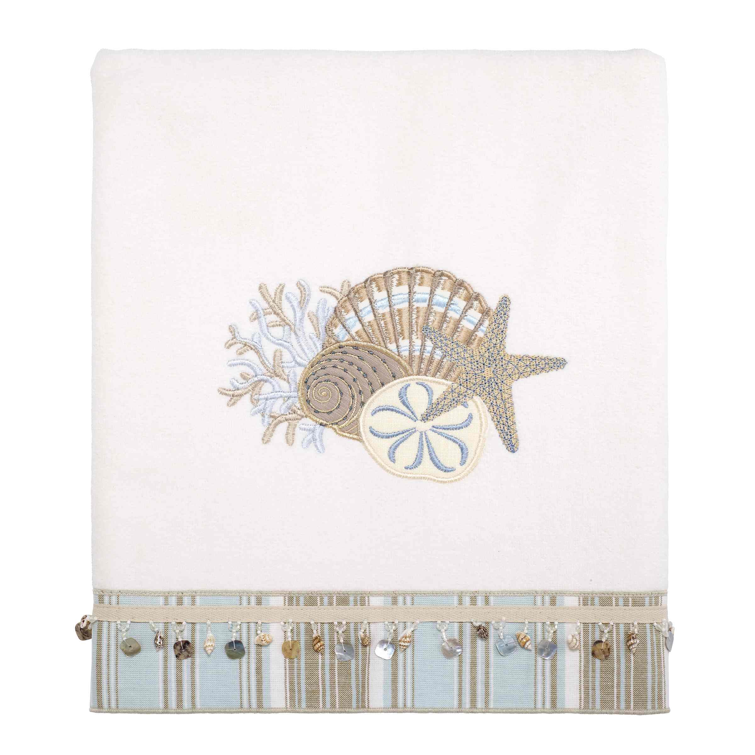 Avanti Linens 3-Piece Bath Towel Set - Ultra Soft & Highly Absorbent 100% Cotton, Coastal Home Decor (The Sea Collection, White) - Perfect for Bathrooms, Beach Houses & Spa Retreats