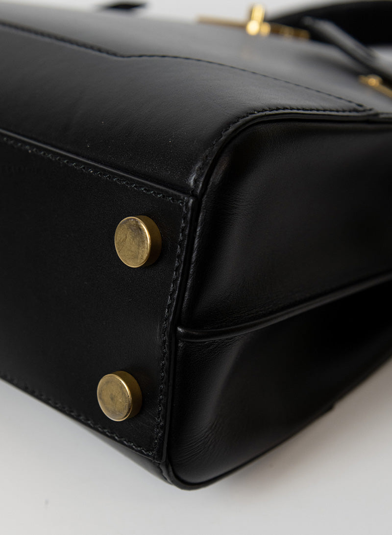 Balmain Black Leather Rectangular Handbag for Women - Luxury Designer Shoulder Bag for Work, Travel & Evening Events