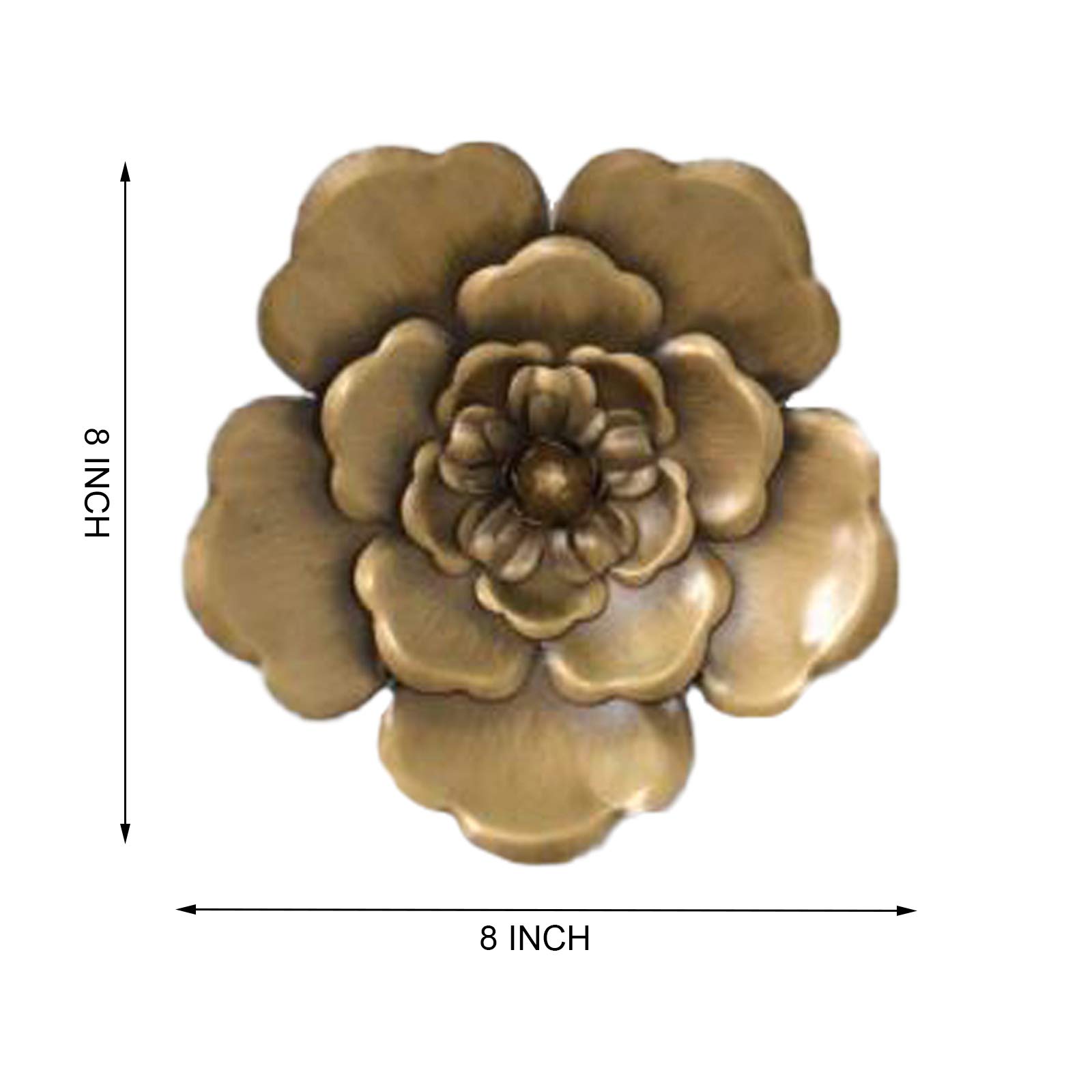 8 Inch Large Metal Flower Wall Art - 3 Piece Set, Multi-Layer Home Decor for Outdoor Garden, Porch, Patio (Gold) - Perfect for Farmhouse, Boho, and Rustic Style Decorations