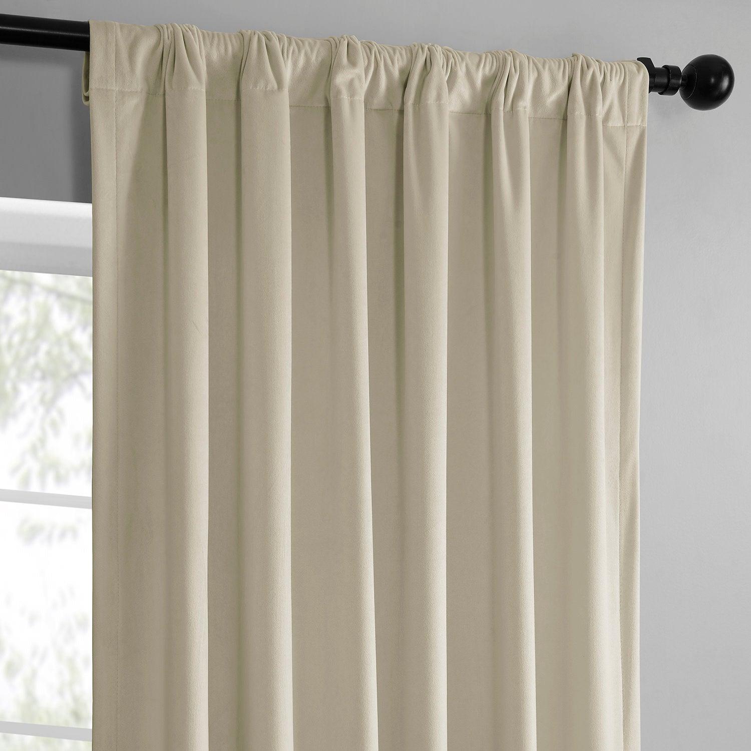Light Ivory Simply Velvet Blackout Curtains - 2 Panels Set for Bedroom, Living Room & Nursery - Thermal Insulated Noise Reducing Window Drapes for Better Sleep & Privacy