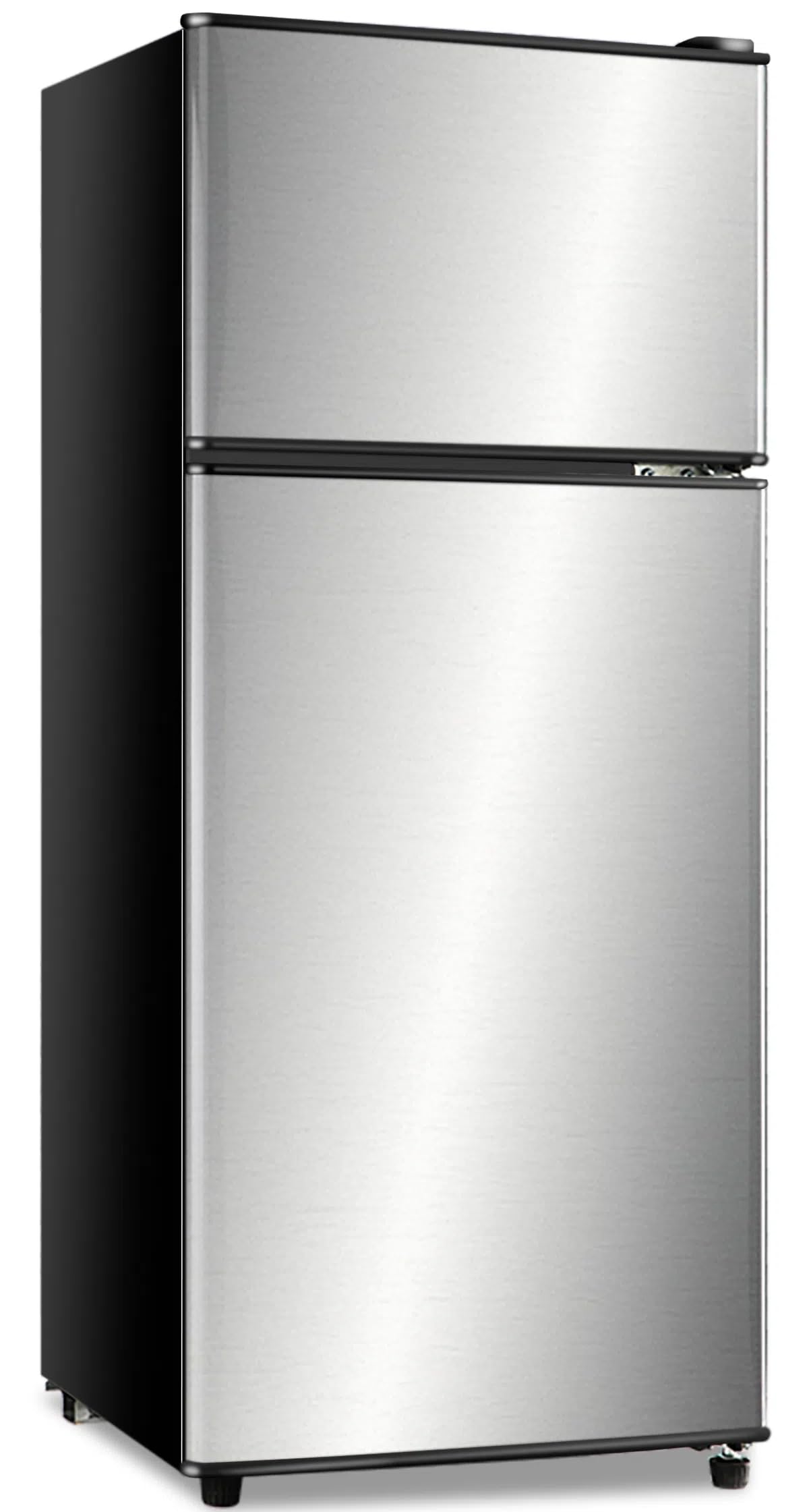 Anukis 3.8 Cu Ft Compact Refrigerator with Freezer - 2 Door Mini Fridge for Small Spaces, Dorm Room, Office, Bedroom, Basement & Garage - Energy Efficient Silver Appliance - Perfect for Beverages, Snacks & Meal Prep Storage