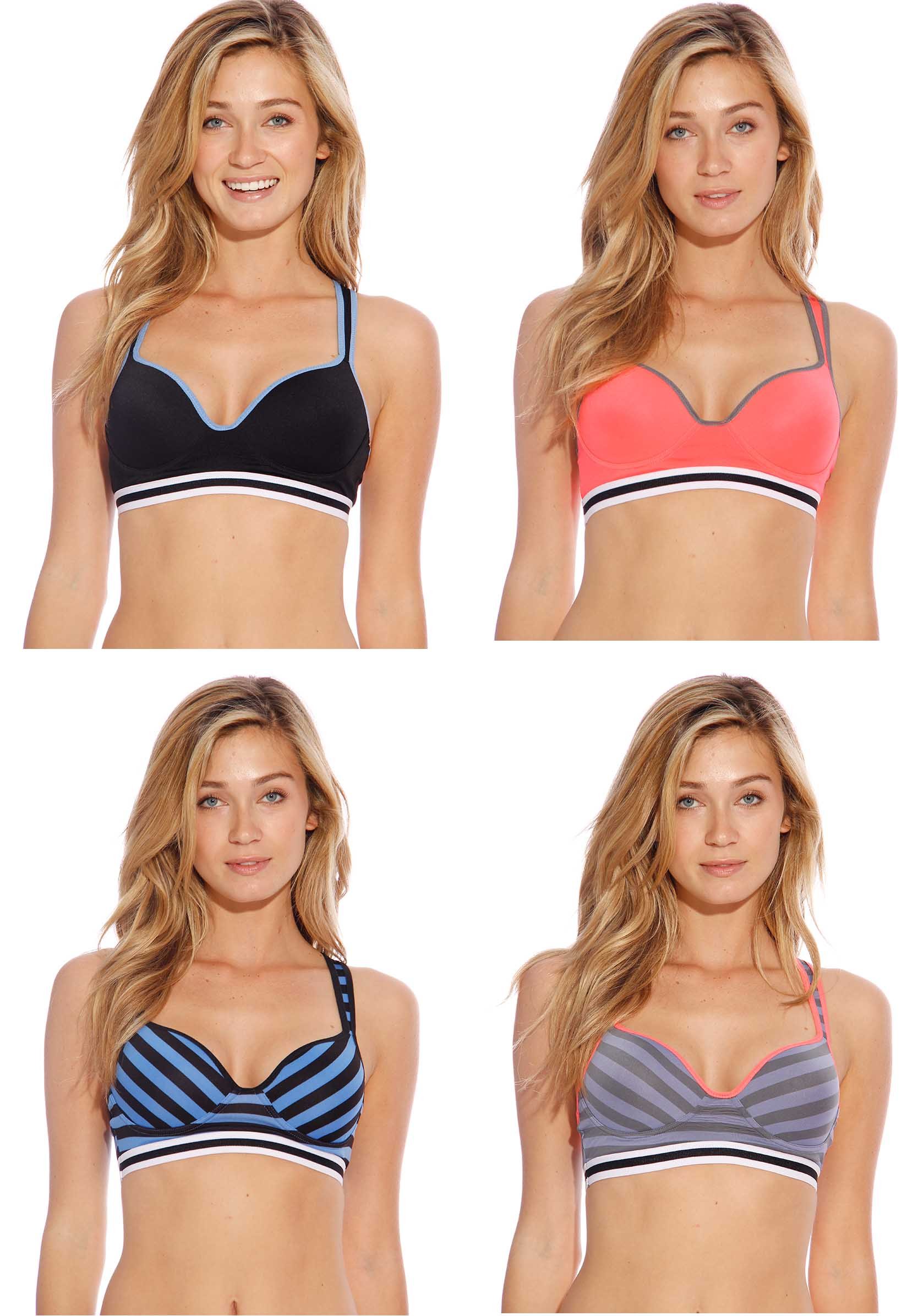 High Support Racerback Sports Bras for Women - 4 Pack - Moisture Wicking & Breathable Workout Bras for Running, Yoga & Gym
