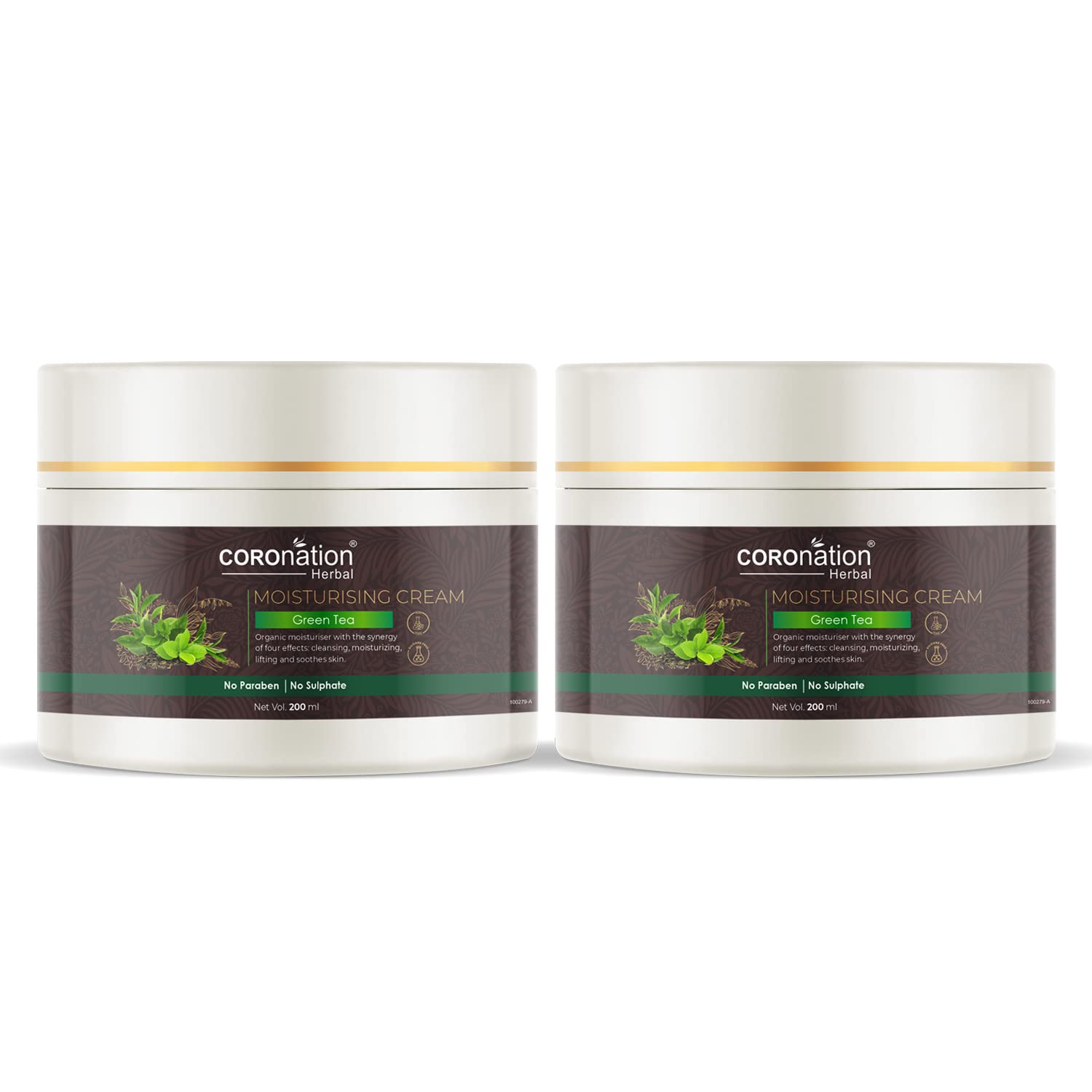COROnation Herbal Unisex Fuji Matcha Green Tea Moisturising Cream - 200ml x 2 Pack, Organic Skincare for Dry & Sensitive Skin, Perfect for Daily Hydration & Night Care Routine