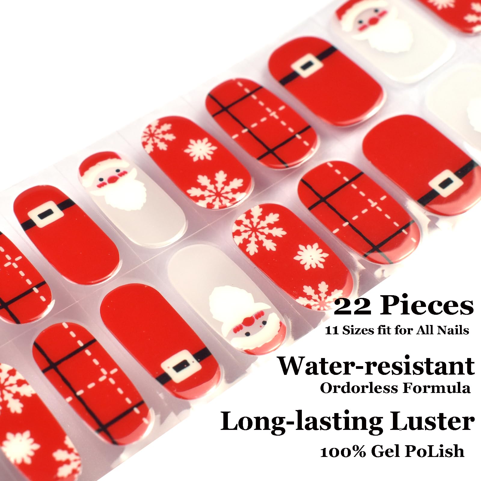 Christmas Snowflakes Gel Nail Polish Stickers - Waterproof Long Lasting Nail Art Wraps with Free UV/LED Nail Lamp for Holiday Manicures, Perfect for Christmas Parties & Winter Nail Designs