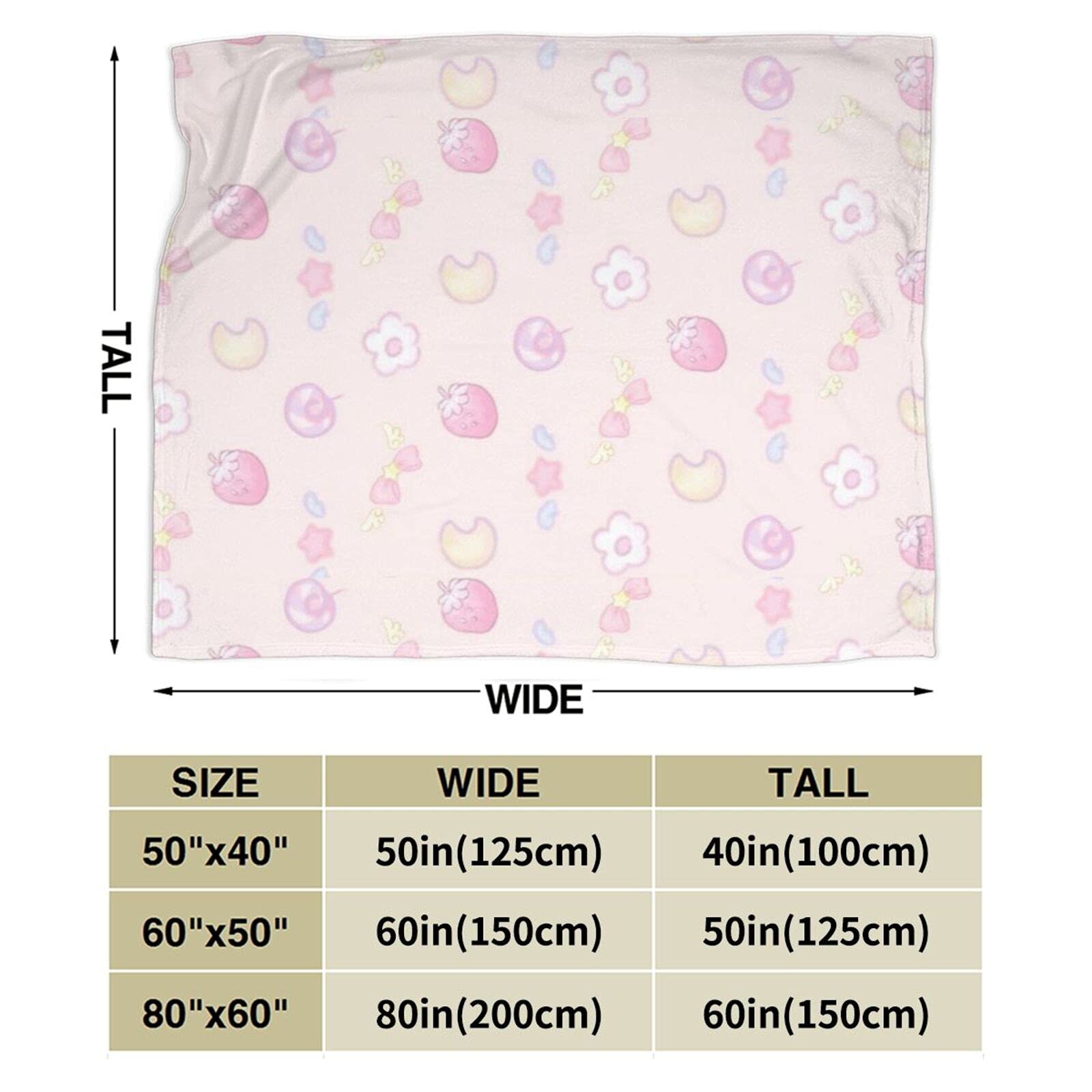 Soft Flannel Strawberry Throw Blanket 80