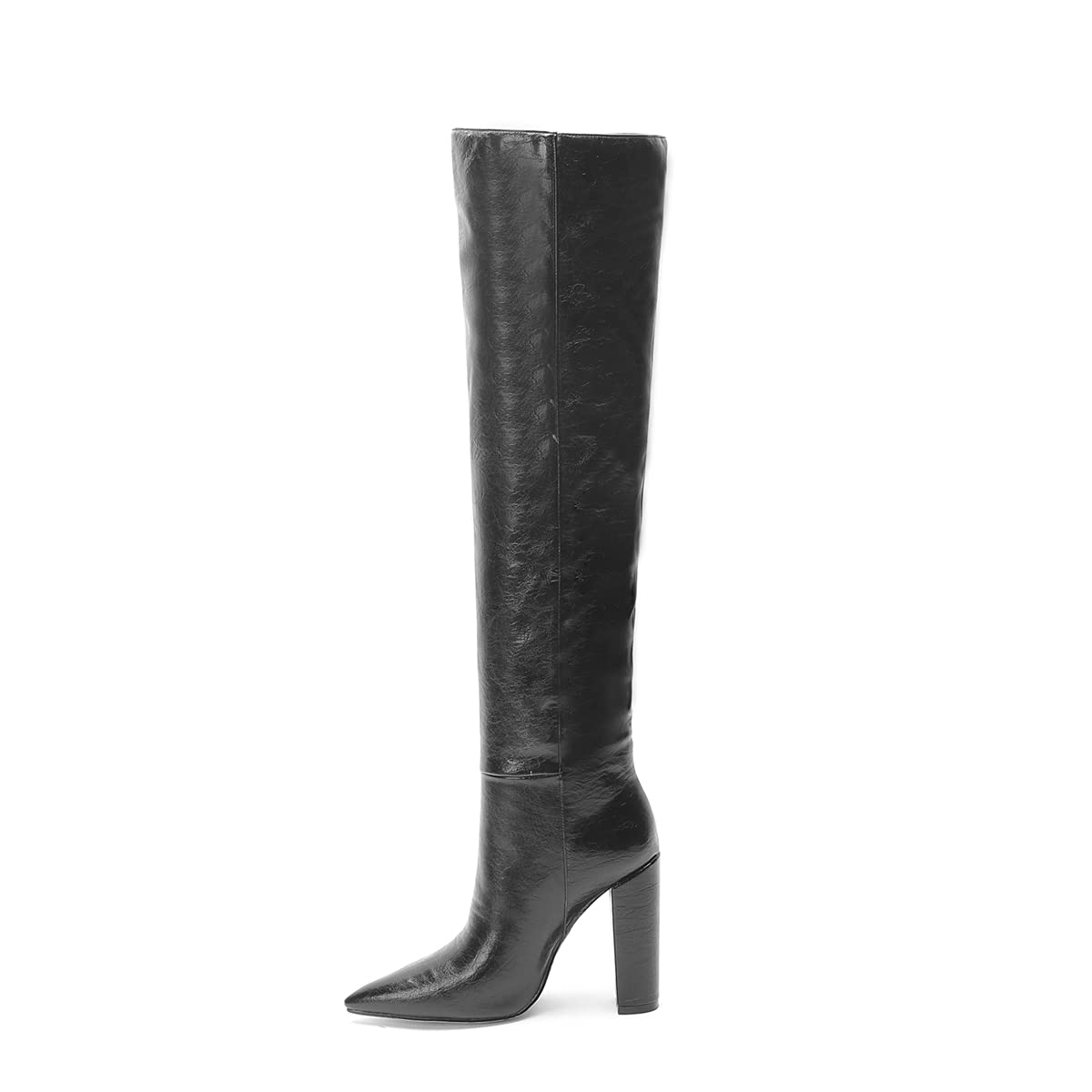 Women's Vintage Knee High Leather Boots with Block Heel - Chunky Heel Thigh High Dress Boots for Daily Wear | Perfect for Office, Dating & Winter Fashion