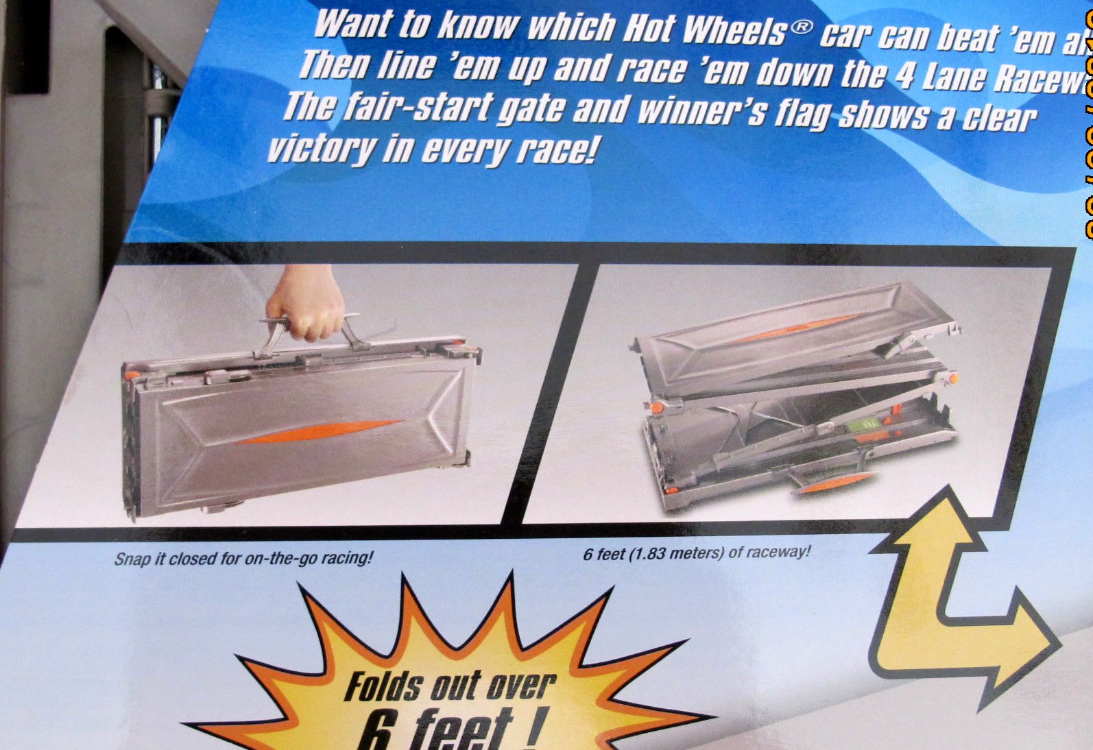 Hot Wheels 4 Lane Raceway Track Set - Over 6 Feet of Track with Pop-Up Handle (2006) - Perfect for Kids' Birthday Gifts & Family Racing Fun