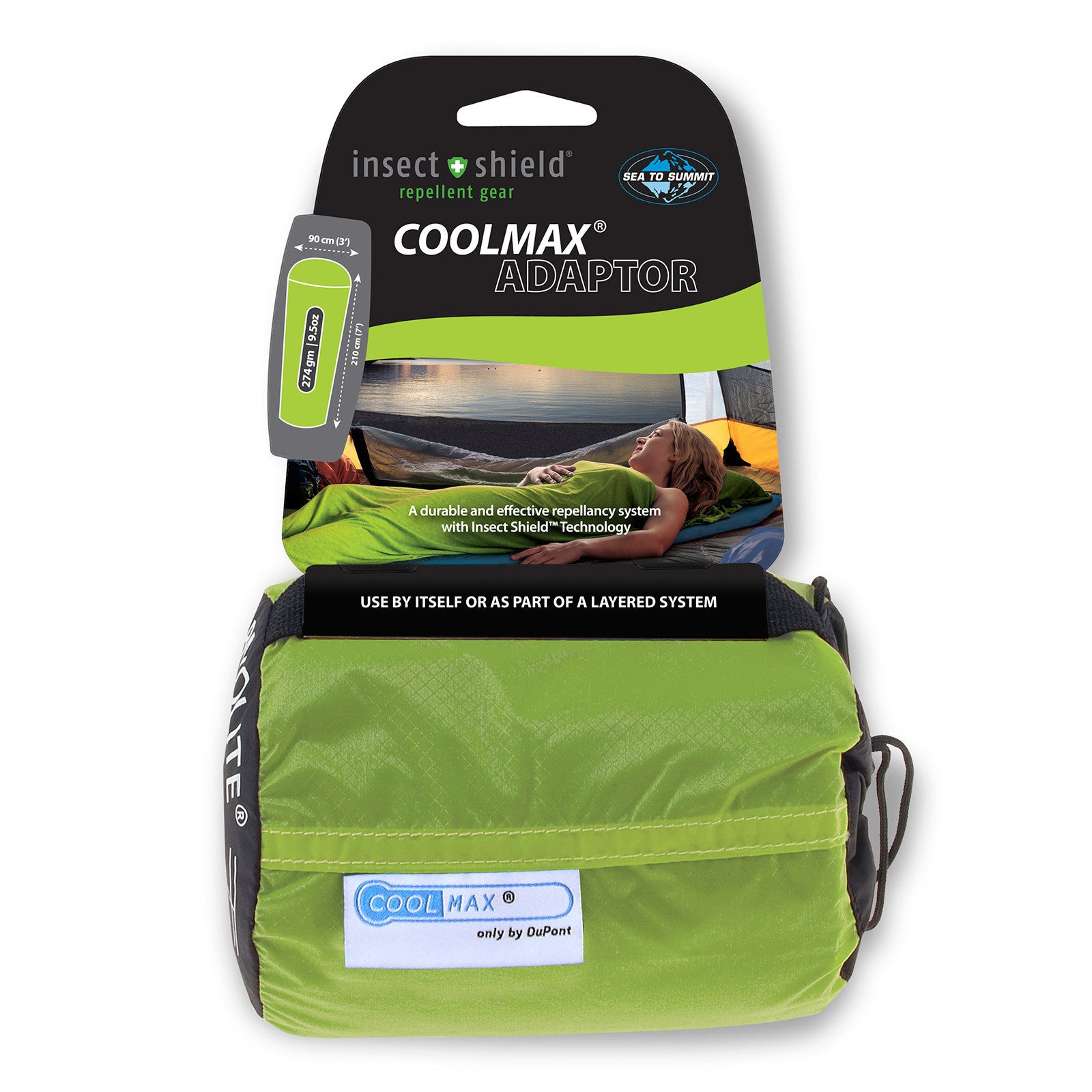 Sea To Summit Adaptor Coolmax® Travel Sleeping Bag Liner with Insect Shield - Lightweight & Breathable for Camping, Backpacking, and Outdoor Adventures