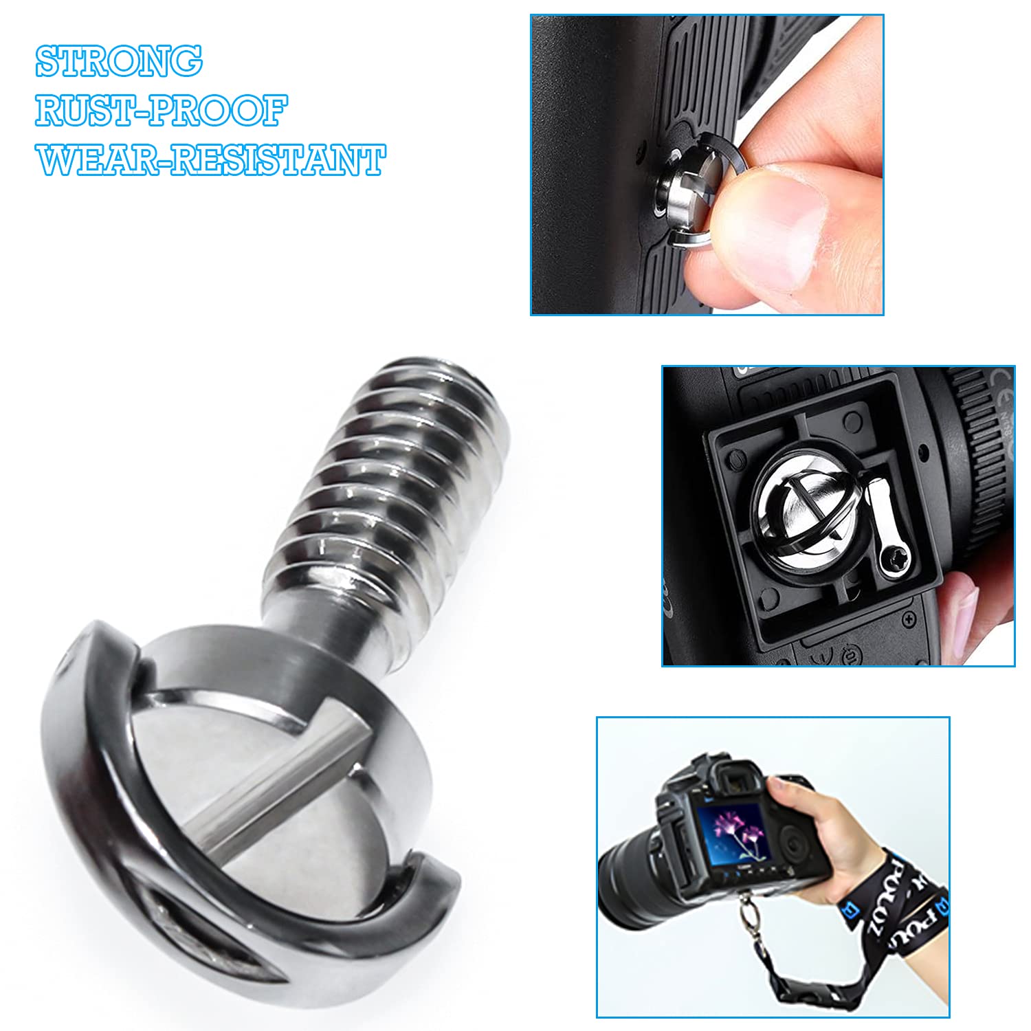 1/4 Inch Stainless Steel Camera Mounting Screws (5-Pack) - Durable Tripod & Tray Fasteners for DSLR, Mirrorless & Video Cameras - Perfect for Photography, Videography & Studio Equipment Setup