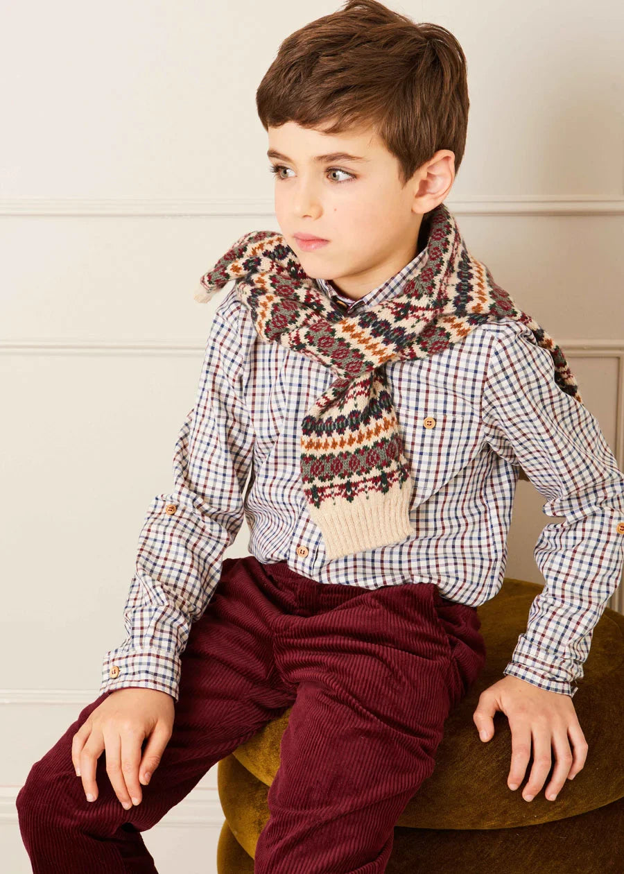 Fair Isle Cream Sweater for Boys - Cozy Winter Knitwear for Kids | Perfect for Holidays, School & Outdoor Activities