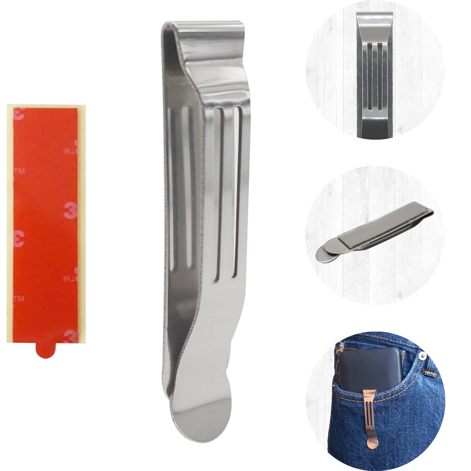 Stainless Steel Belt Clip for Phone, Knife, GPS - Secure & Durable for Outdoor Use