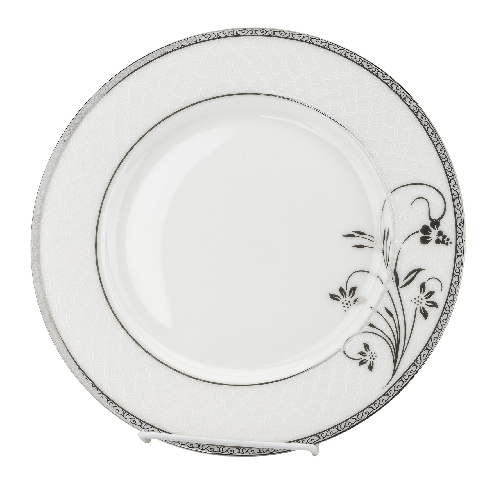 28-Piece Porcelain Dinnerware Set - Elegant Bone China Service by Lorren Home Trends/Viola Design - Includes Dinner Plates, Soup Bowls, Salad Plates, Butter Dishes, Coffee Cups with Saucers & Dessert Bowls - Perfect for Formal Dining, Holiday Entertaining & Everyday Use