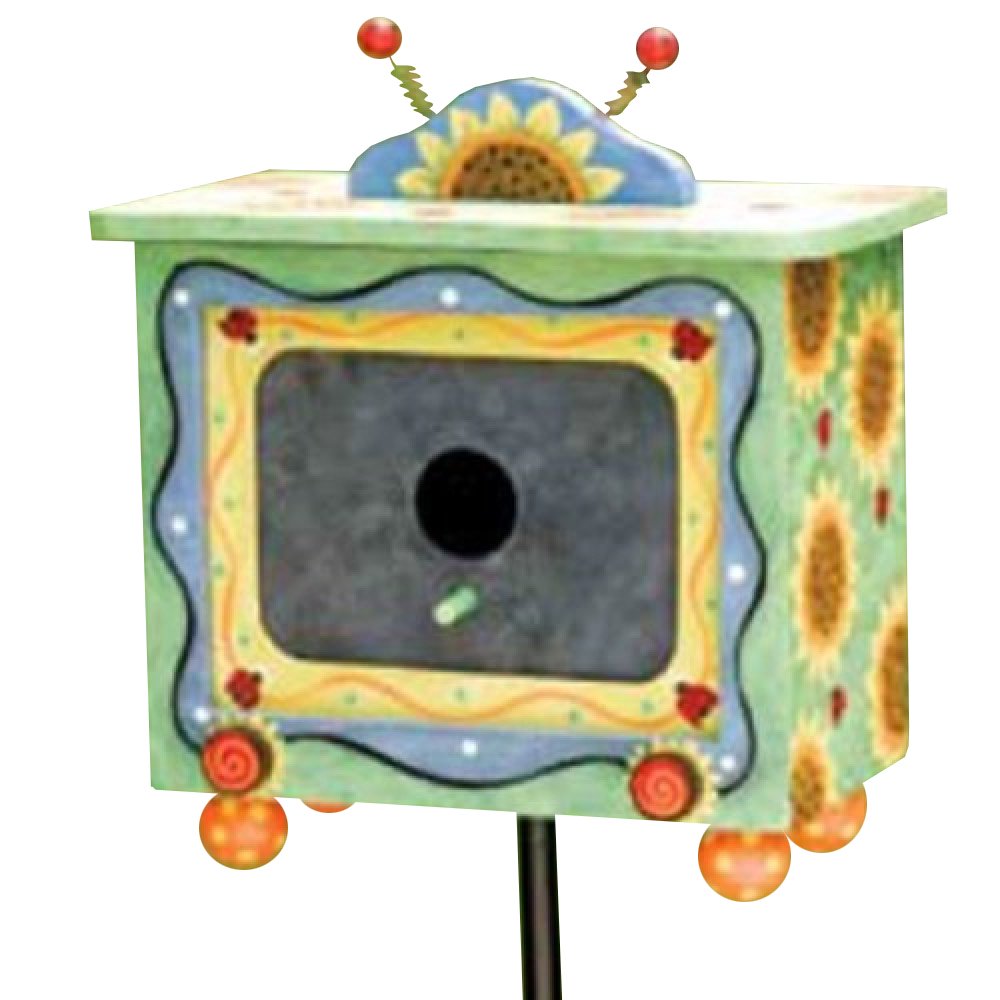 Large Sunflower Painted Wooden Bird House for Garden Decor - Handcrafted Outdoor Birdhouse with Vibrant Floral Design, Perfect for Backyard, Patio & Nature Lovers