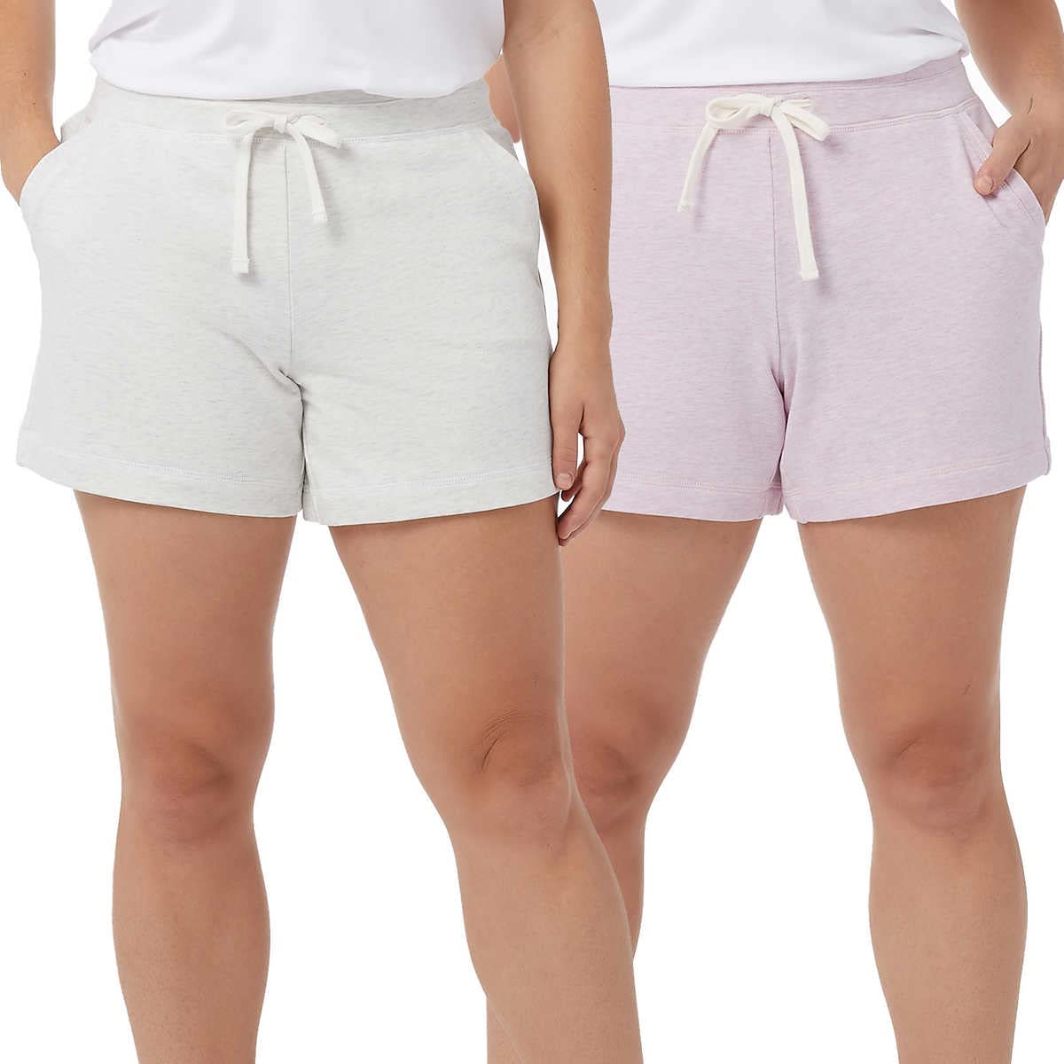 32 Degrees Cool Women's 2-Pack Pull-On Shorts - Breathable Comfort Stretch Shorts for Summer, Lounge & Workout - Plus Size Available