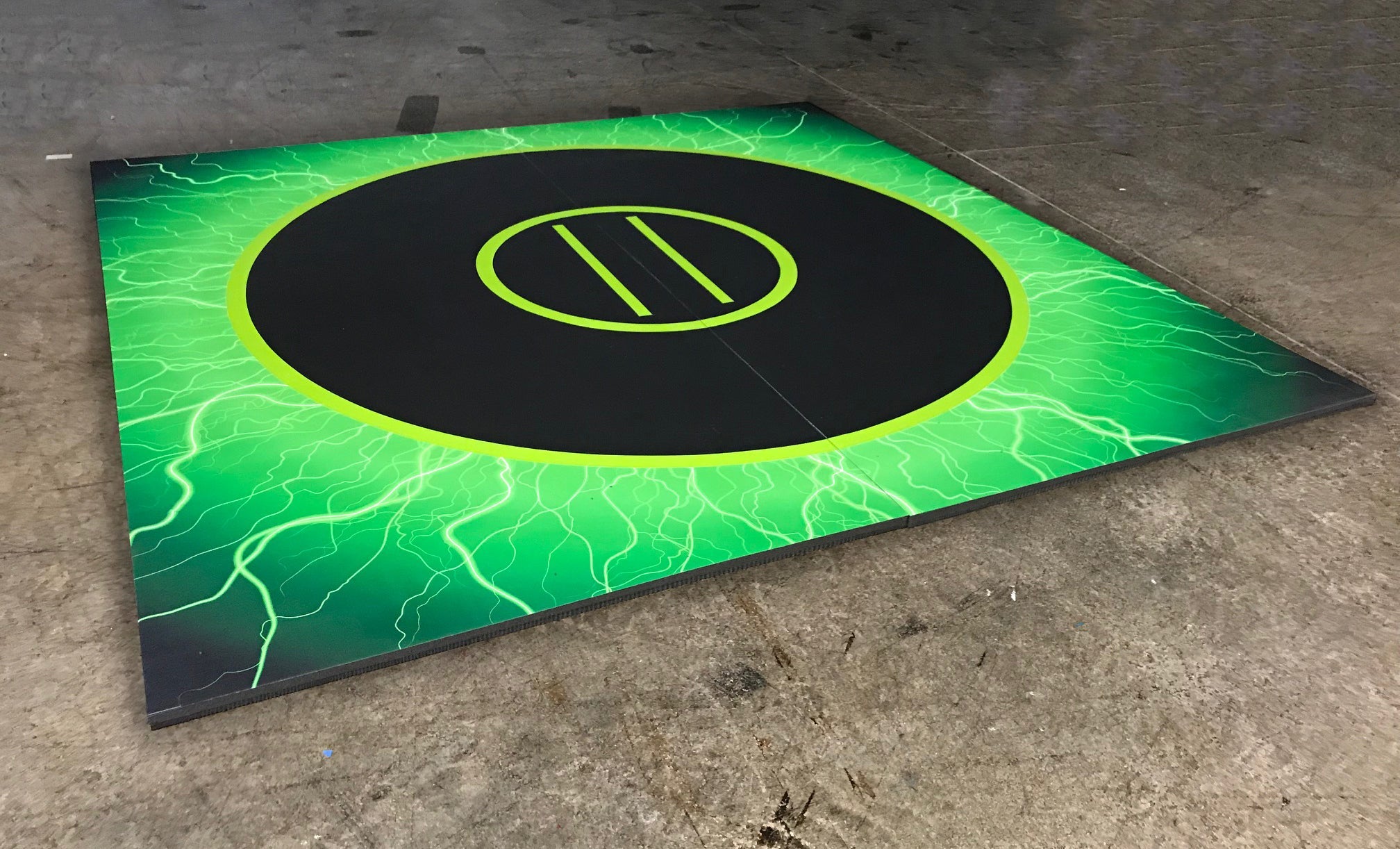 High-Quality 10'x10'x1.38 Roll Up Wrestling Mat with Lightning Digital Printing - Perfect for Home Gyms, Martial Arts Training & Sports Practice