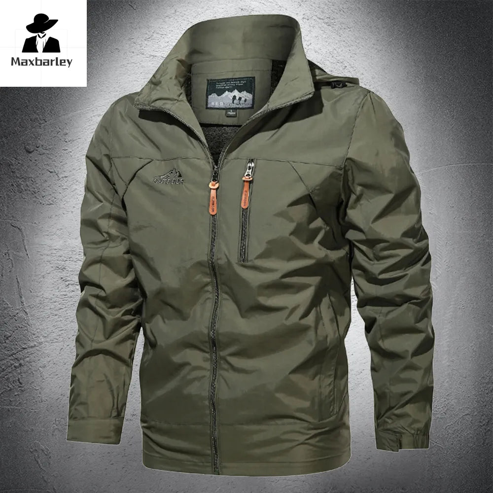 Men's Windproof Hooded Jacket - Breathable Outdoor Windbreaker Coat for Camping, Fishing & Tactical Use | Military Style Casual Jacket (Size 5XL) | Perfect for Hiking, Travel & Adventure Activities