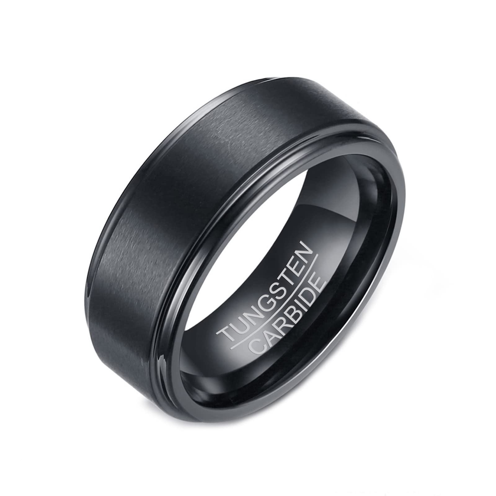 Engravable 8MM Tungsten Carbide Wedding Band for Men - Matte Finish, Comfort Fit Ring - Perfect for Anniversaries, Proposals & Everyday Wear