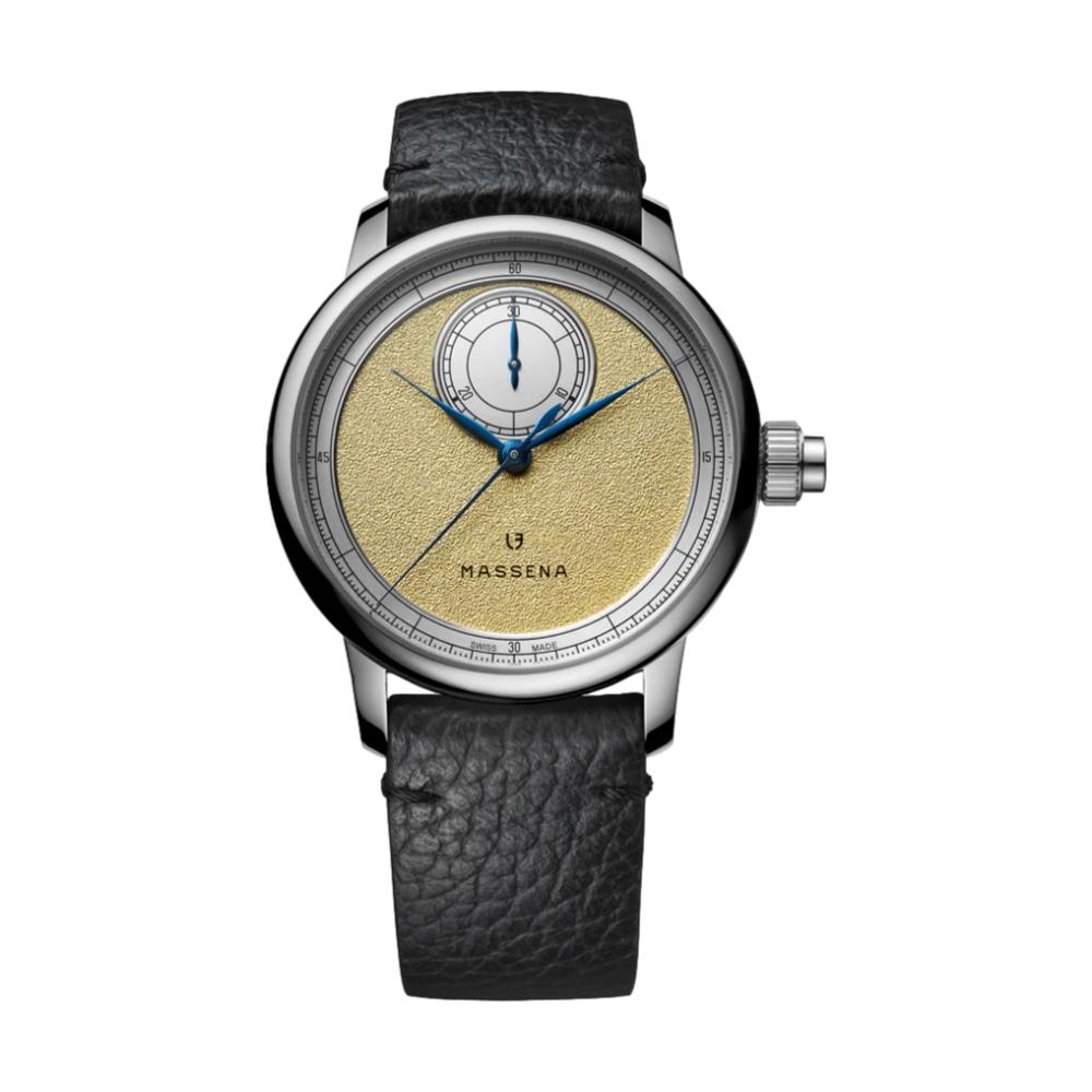 Excellence Le Chronographe Monopoussoir Louis Erard x Massena LAB Gold Watch - Luxury Swiss Chronograph for Men, Perfect for Formal Events & Collector's Display