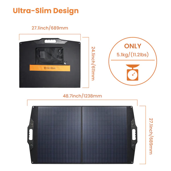FlexSolar C100 100W 19.8V Foldable Solar Panel Charger - Portable Power Station for Camping, Hiking, RV & Outdoor Adventures