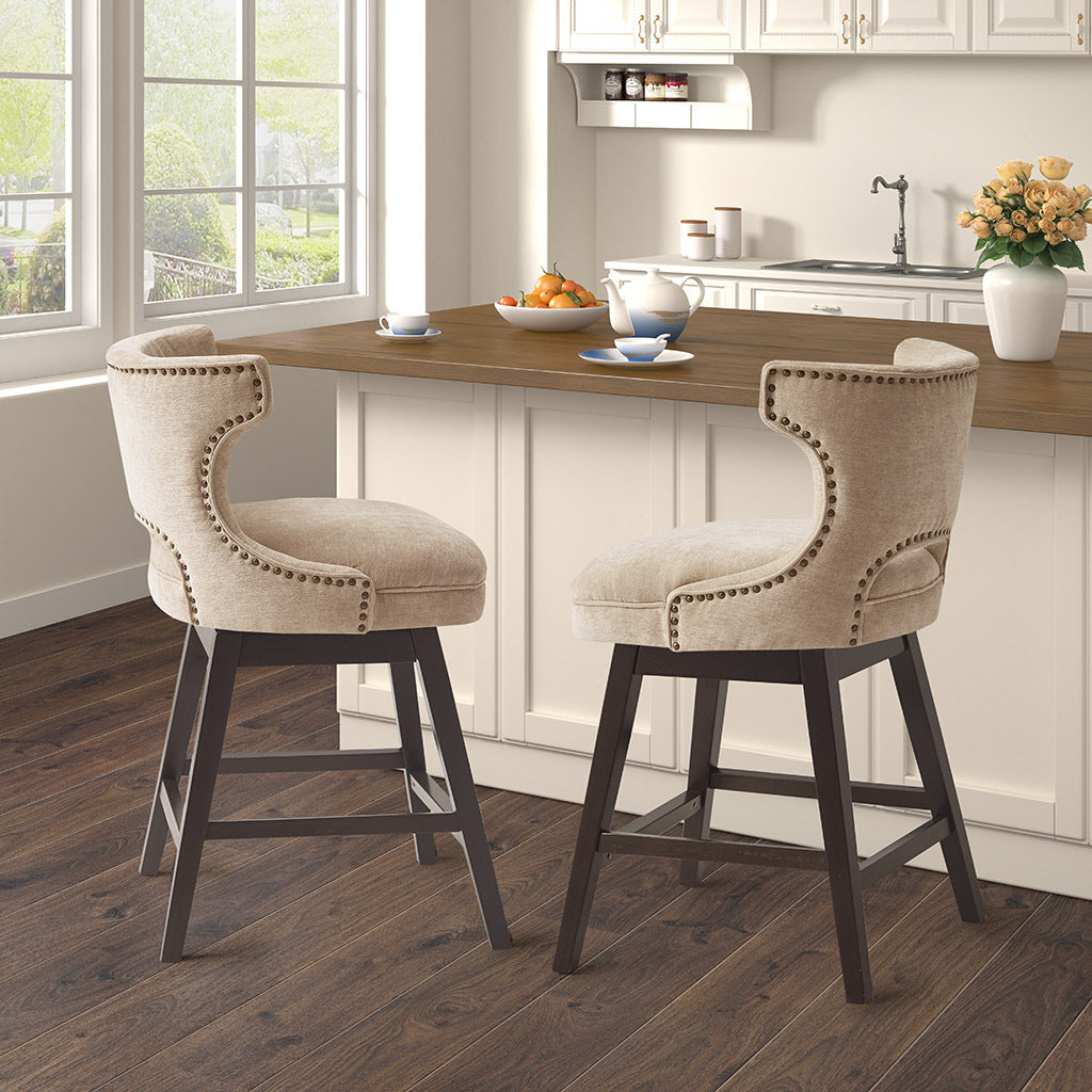 DTY Indoor Living Swivel Counter Stool - Adjustable Height Bar Stool with Padded Seat for Kitchen Island, Breakfast Nook & Home Bar - Comfortable Modern Dining Chair for Small Spaces
