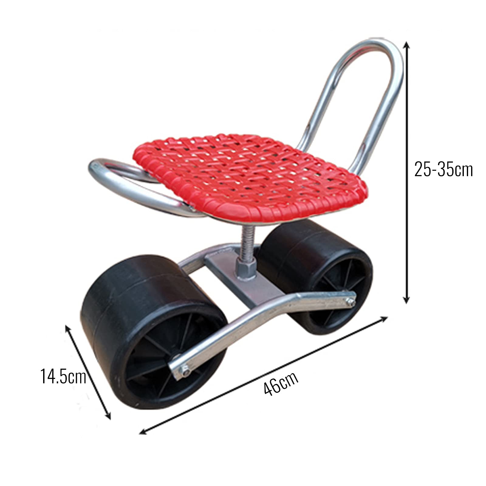 Adjustable Height Rolling Garden Seat with Swivel & Mobile Backrest - Ergonomic Gardening Chair for Planting, Picking, Weeding - Perfect for Outdoor Work, Greenhouse Use & Backyard Landscaping