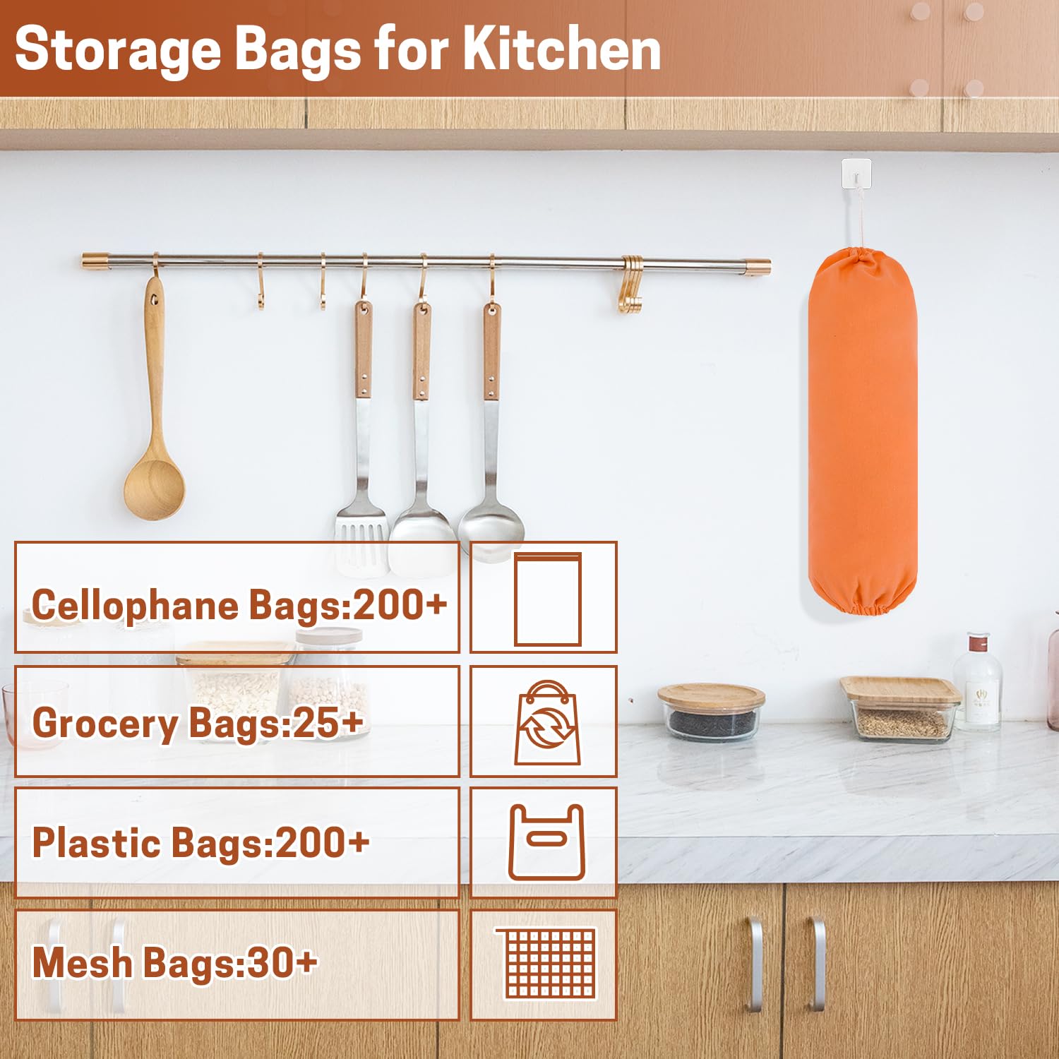 SWISSELITE 2-Pack Plastic Bag Holder - Reusable Wall-Mounted Grocery Bag Organizer & Storage Dispenser (22x9 Inches) - Perfect for Kitchen, Pantry, Laundry Room & Garage Organization