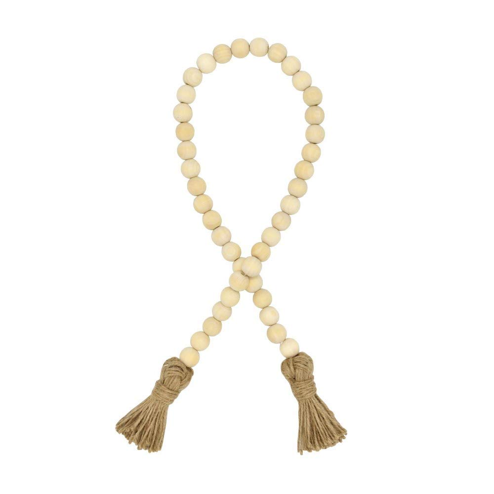 Rustic Wood Bead Tassel Garland - Farmhouse Wall Hanging Decor for Nursery, Kids Room & Prayer Beads | Boho Chic Home Accent for Baby Shower, Wedding & Country Style Interior Design