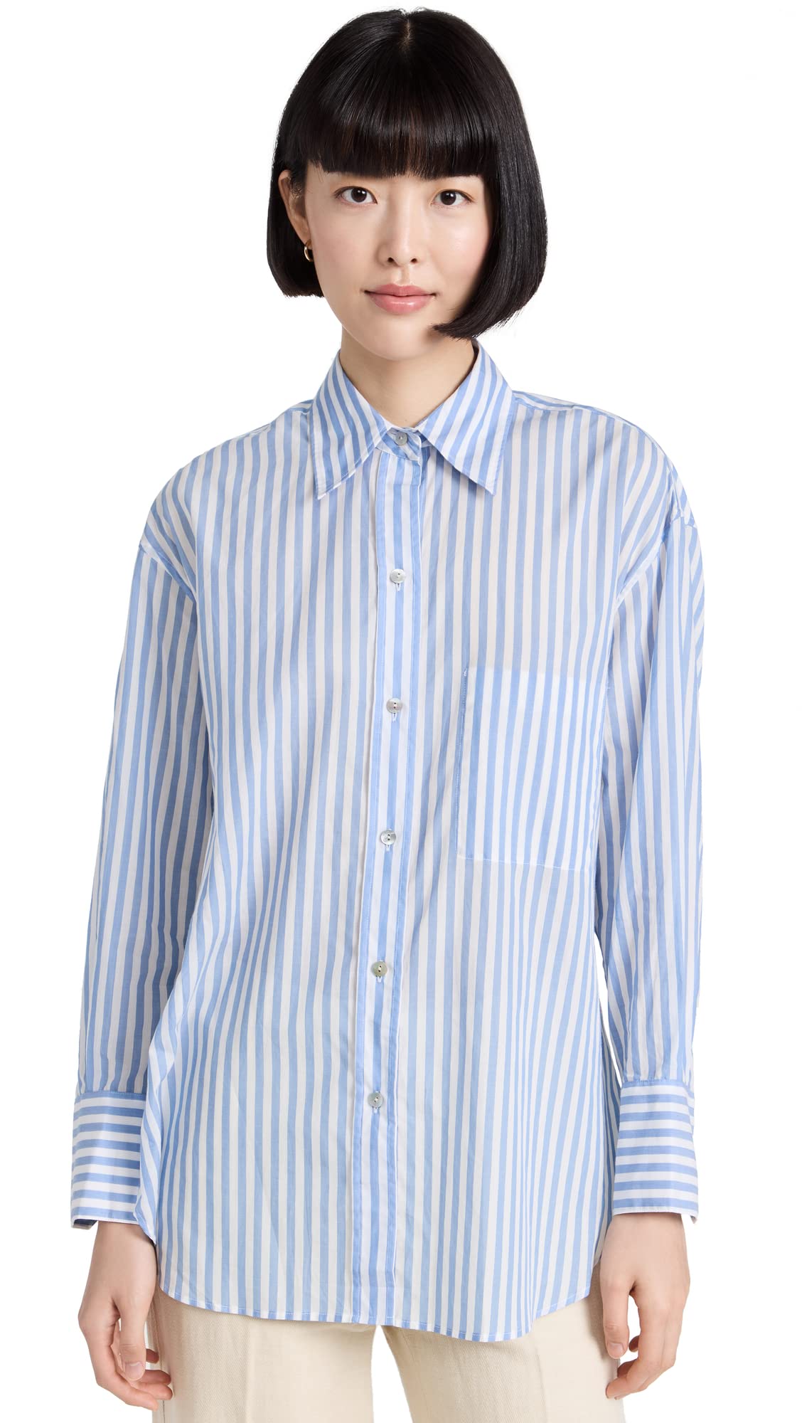 Vince Women's Stripe Oversized Button Down Shirt - Casual & Work Wear, Perfect for Office, Travel & Everyday Outfits