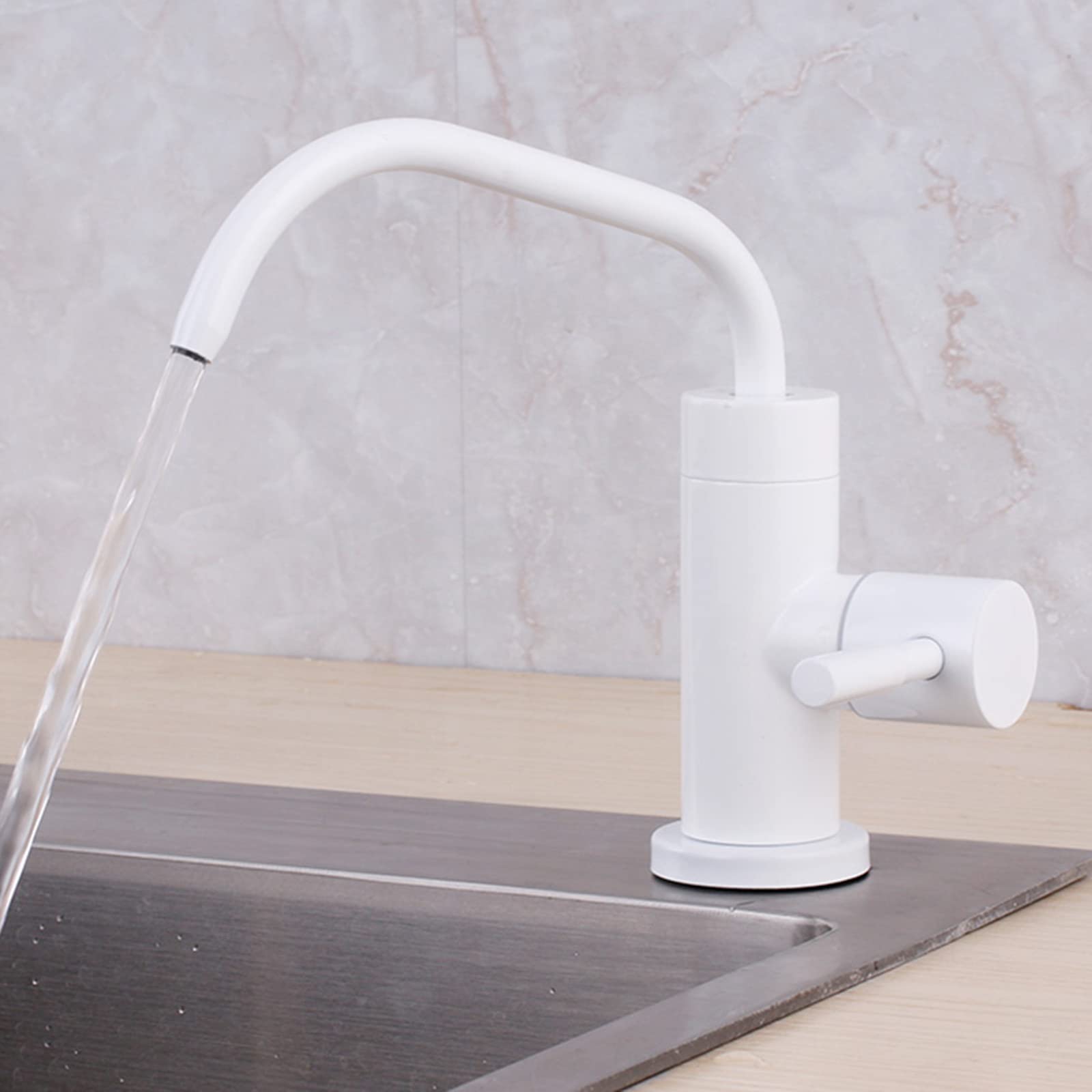 Stainless Steel Kitchen Faucet with Water Filter - Direct Drinking Water Tap in White | Perfect for Home, Office & RV Use