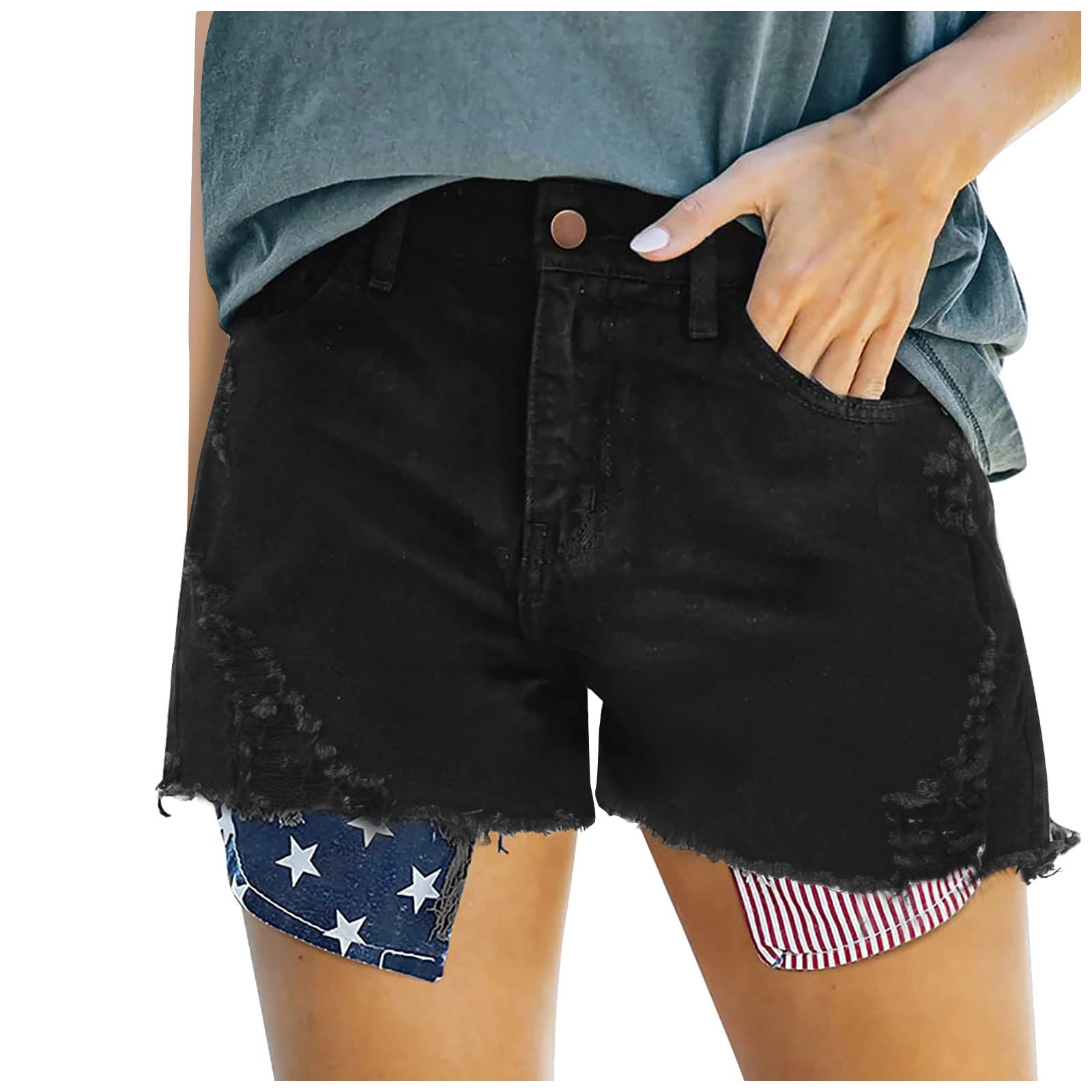 Lxitol Women's Stretch Denim Shorts - High Waist Ripped Frayed Casual Jean Shorts with Pockets | Perfect for Summer Outfits, Beach Vacations & Casual Wear