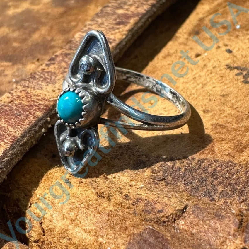 Tiny Navajo Sterling Silver Heart Ring with Genuine Turquoise - Size 6.5 - Handmade Native American Jewelry for Women - Perfect for Valentine's Day Gifts, Anniversary Presents & Boho Fashion Accessories
