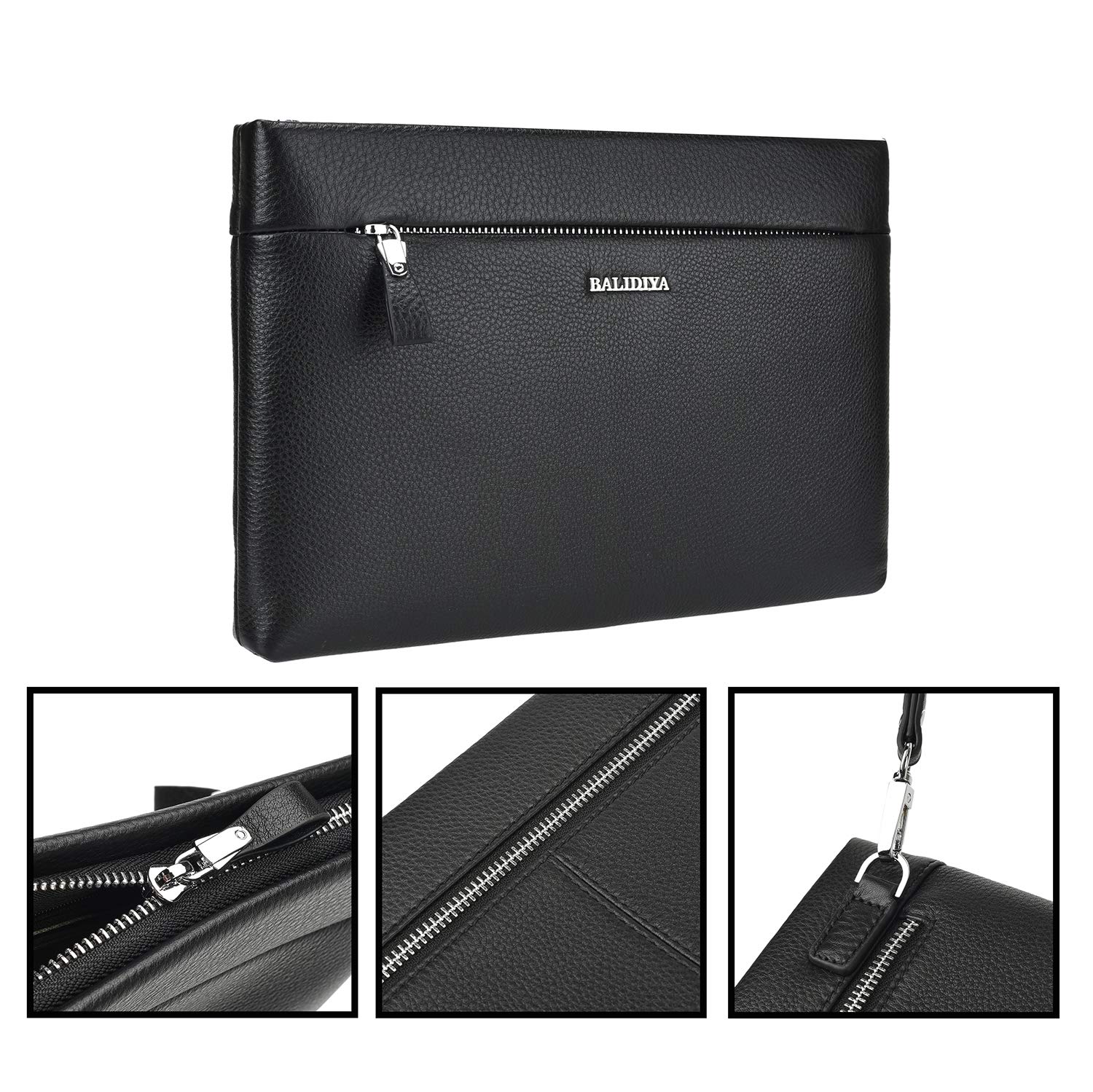 Genuine Leather Clutch Bag for Men - Business Large Purse Wrist Handbag Envelope Wallet - Perfect for Office, Travel & Formal Events