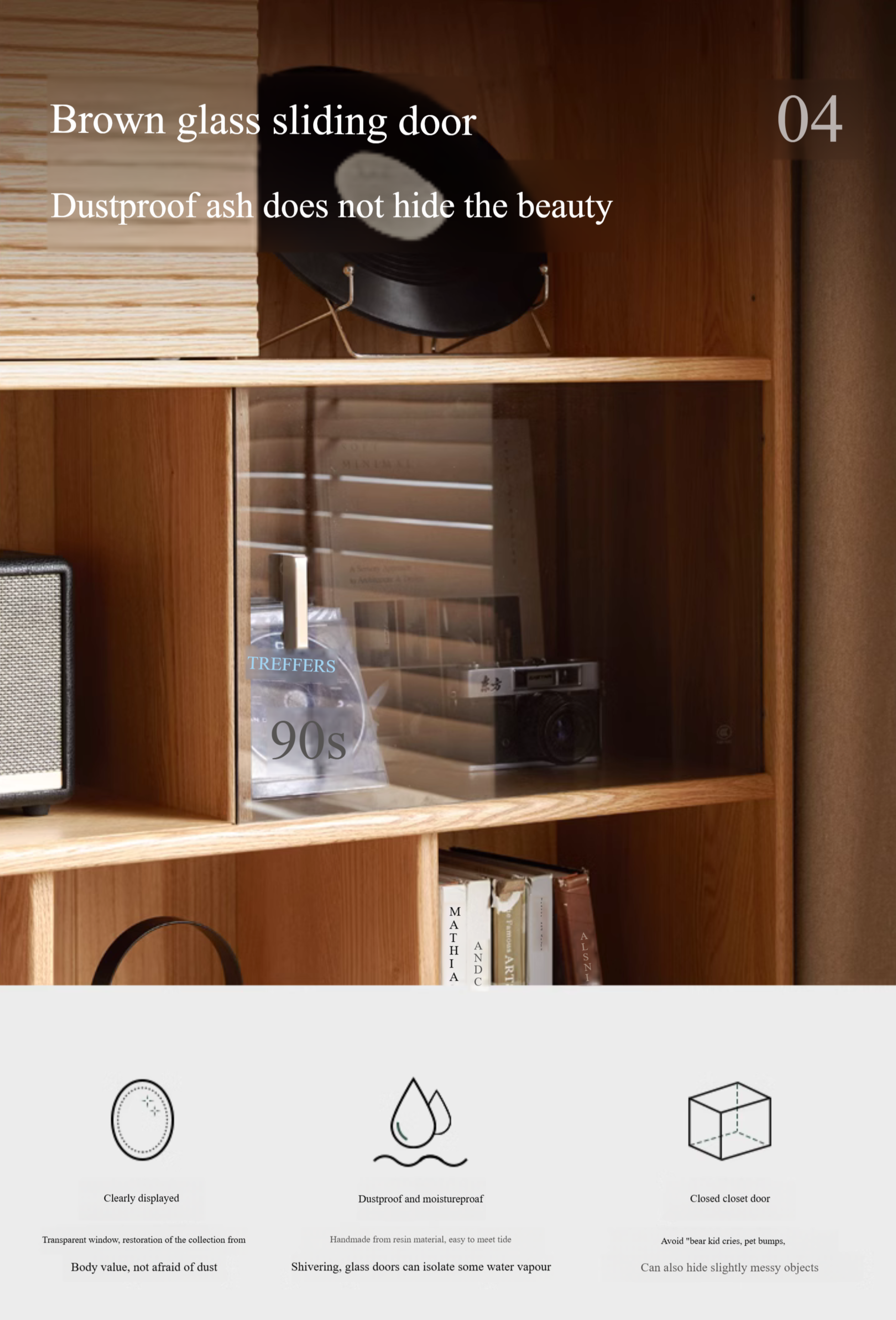 Oak Solid Wood Modern Bookcase - Stylish Home Office & Living Room Storage Shelf for Books & Decor