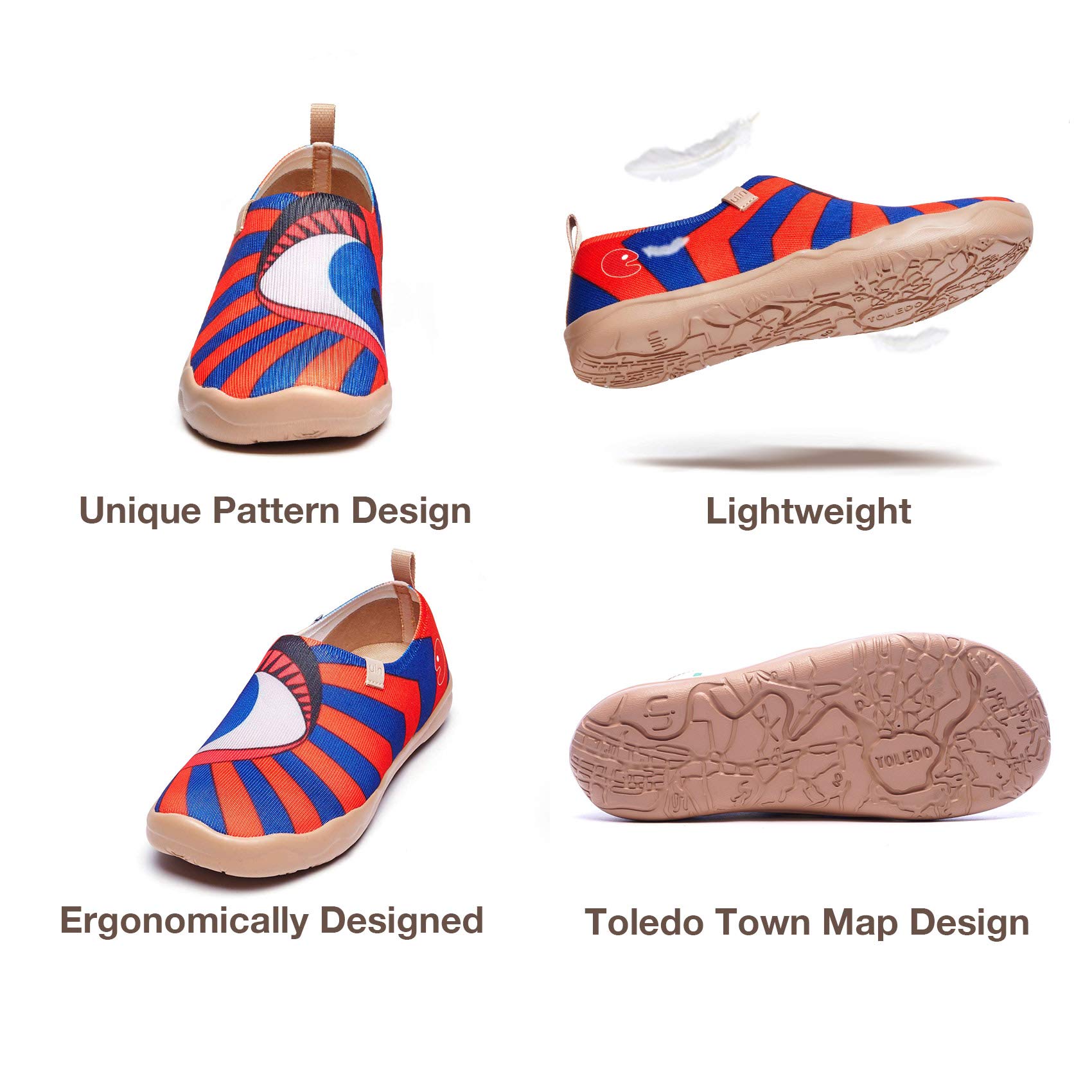 UIN Women's Slip On Sneakers - Comfortable Knit Loafers with Artistic Painting | Soft Walking Shoes for Casual Wear, Travel & Daily Activities