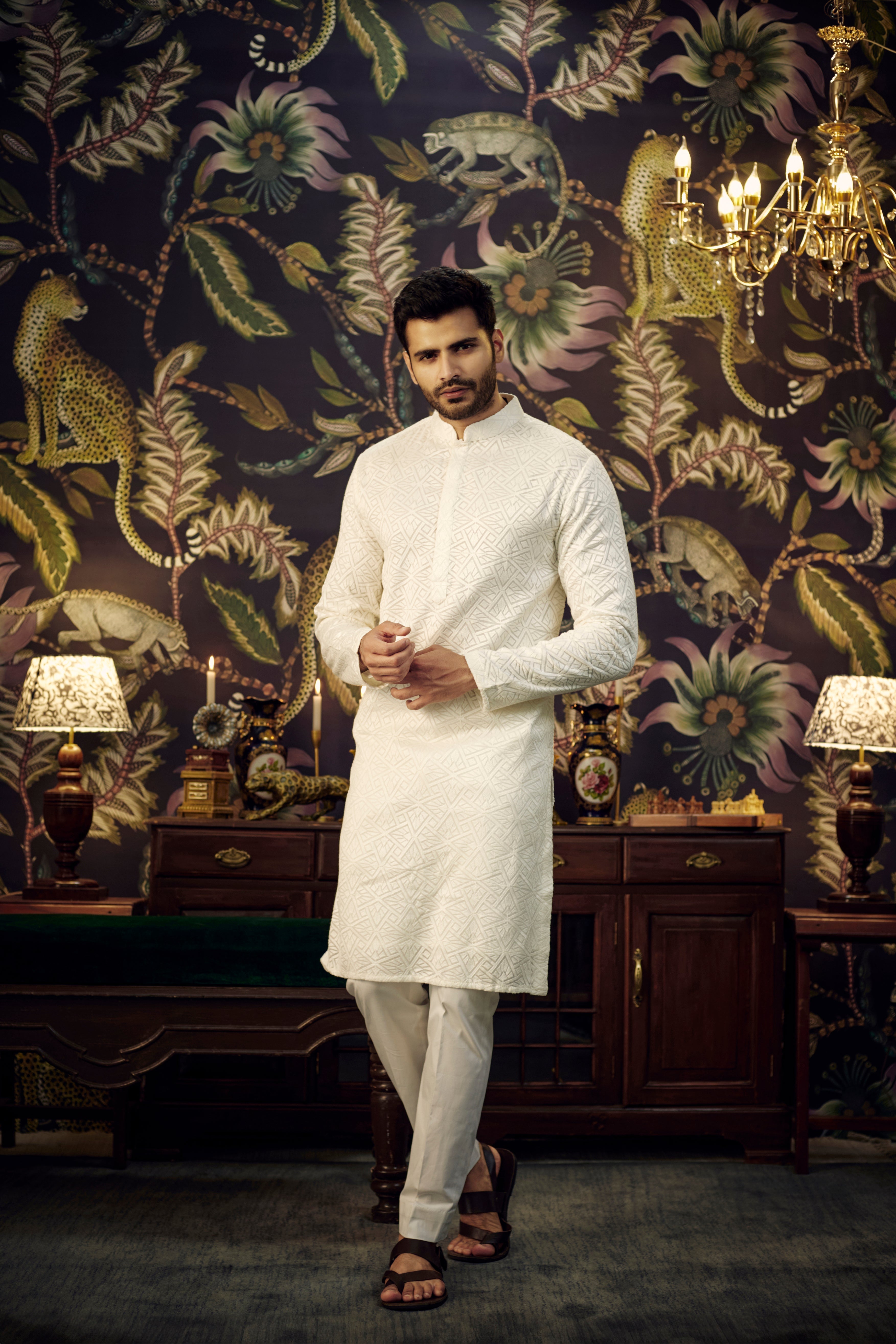 Elegant White Chikankari Kurta for Women - Traditional Indian Embroidered Tunic Top - Perfect for Festivals, Weddings & Ethnic Occasions