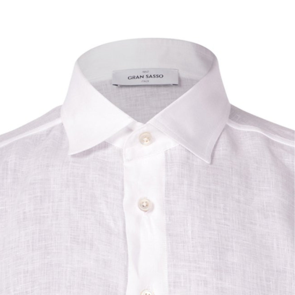 GRAN SASSO Premium Linen Button Down Long Sleeve Shirt for Men - Classic White Casual Shirt | Perfect for Office, Business Meetings & Summer Outfits