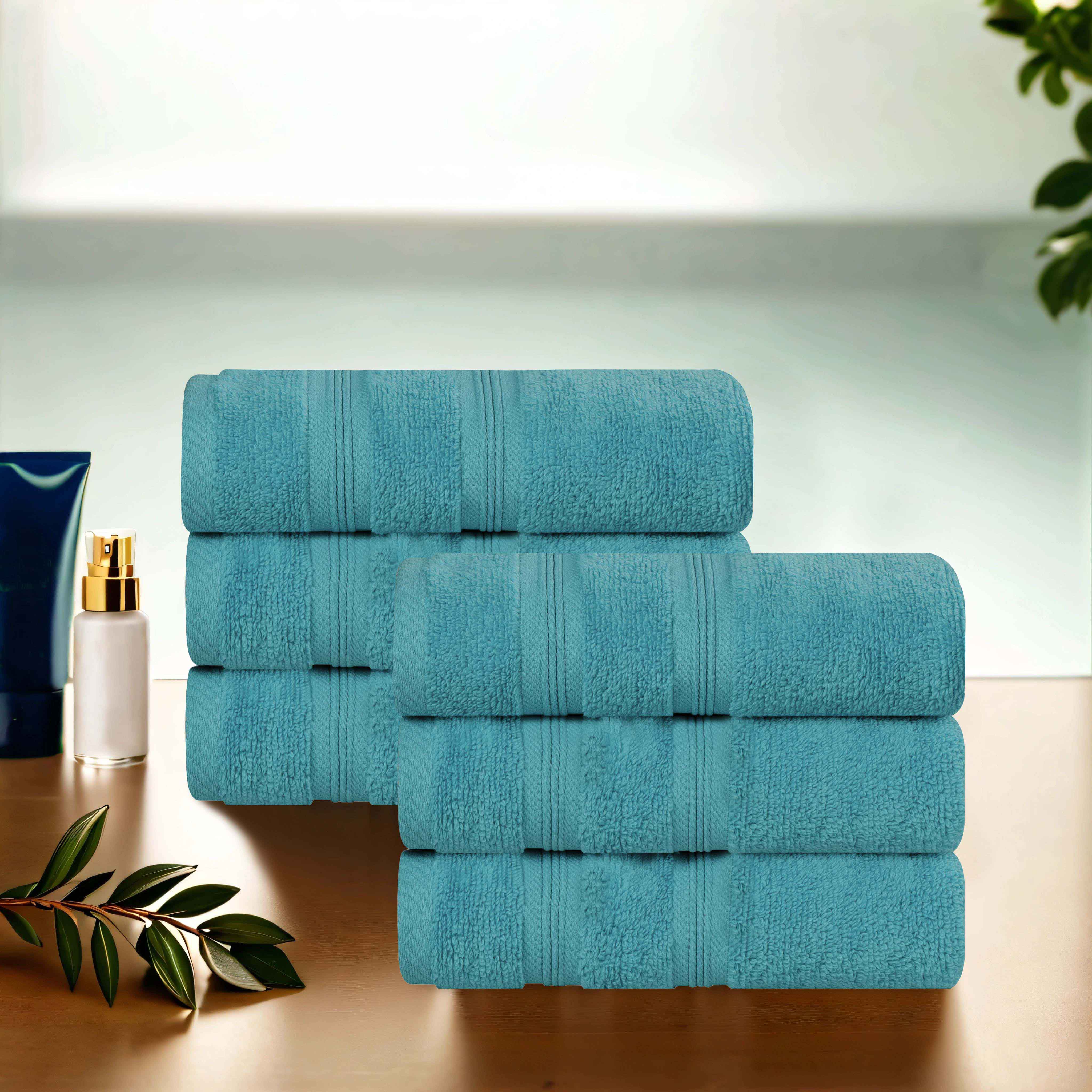 Premium 6-Pack Medium Weight Cotton Hand Towels - Soft, Absorbent & Zero Twist for Bathroom, Kitchen & Gym - Smart Dry Technology for Quick Drying