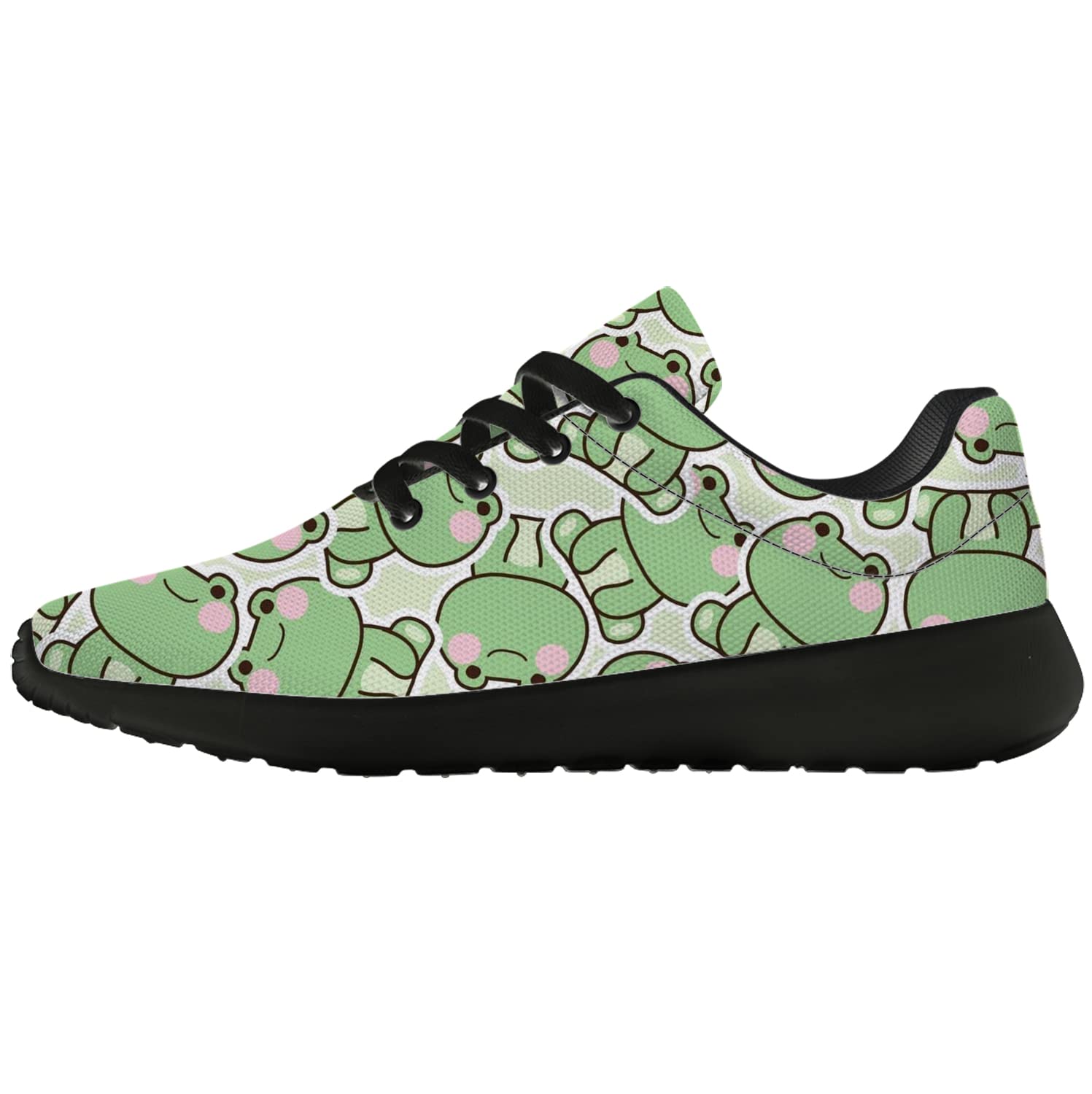 Women's Frog Print Tennis Walking Shoes - Cute Cartoon Green Running Sneakers for Ladies, Girls | US Size 11 Women/9.5 Men | Perfect for Casual Wear, Gym, Outdoor Activities & Gifts