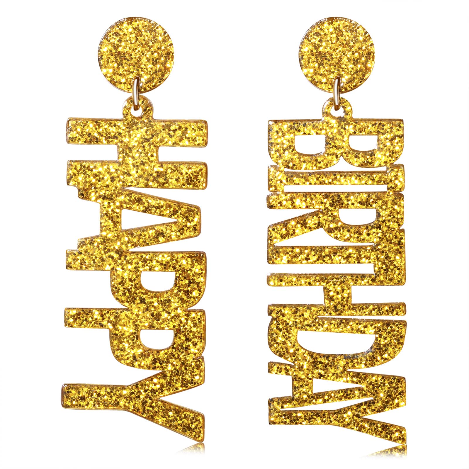 Happy Birthday Acrylic Glitter Drop Dangle Earrings for Women - HAPPY BIRTHDAY Letter Jewelry, Party Accessories, Festive Gift for Her | Perfect for Birthday Parties, Celebrations & Special Occasions