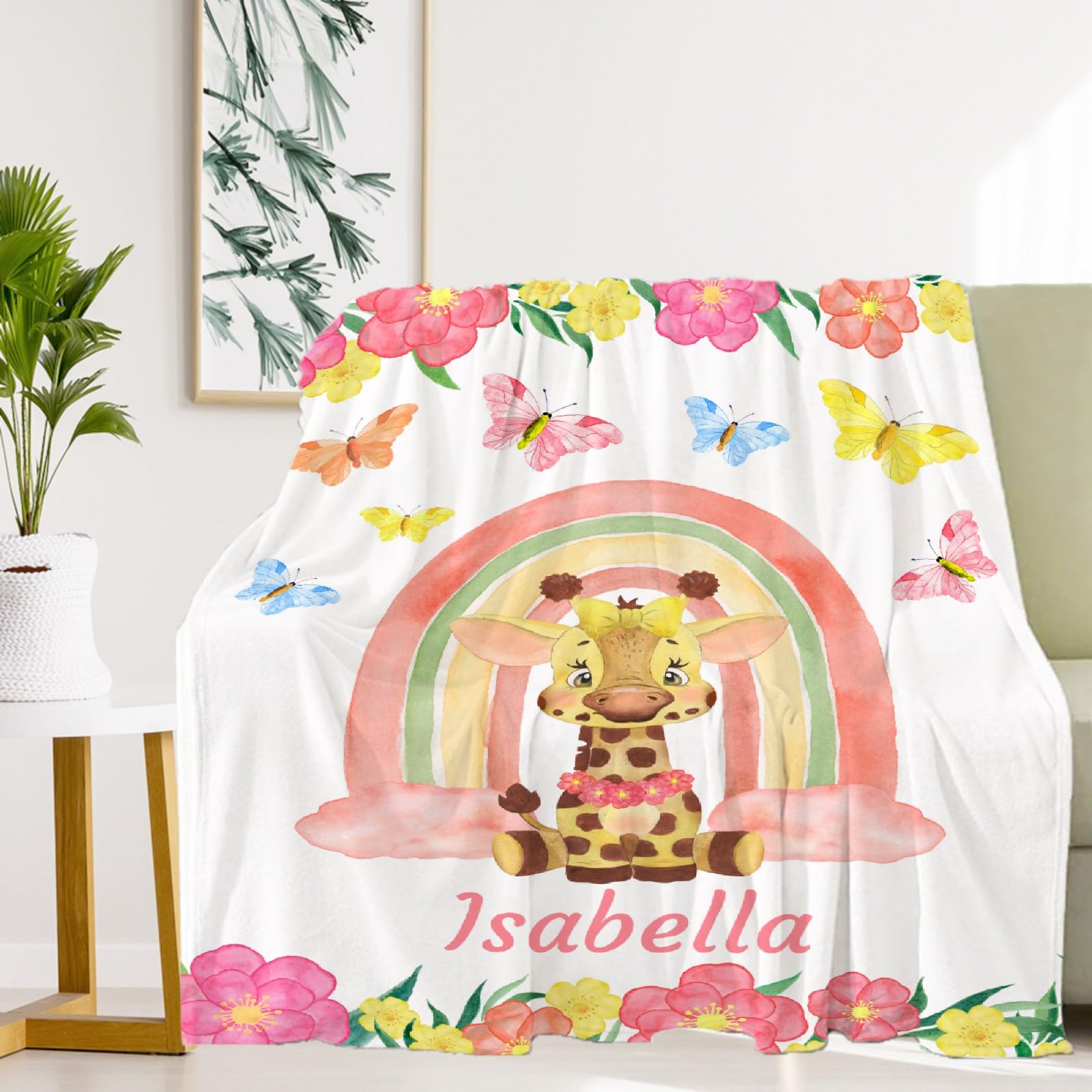 Personalized Baby Blankets for Girls & Boys - Custom Name Embroidered Fleece Blanket - Soft Cozy Deer Print Throw for Newborns - Perfect Baby Shower Gift & Nursery Essential (XL Size) - Great for Cuddling, Swaddling & Family Photo Props