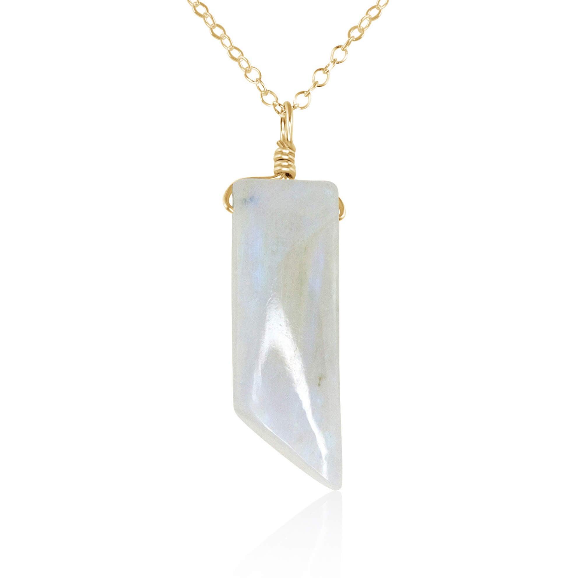 Natural Rainbow Moonstone Point Crystal Necklace – Healing Stone Jewelry for Meditation, Energy Balancing & Spiritual Growth