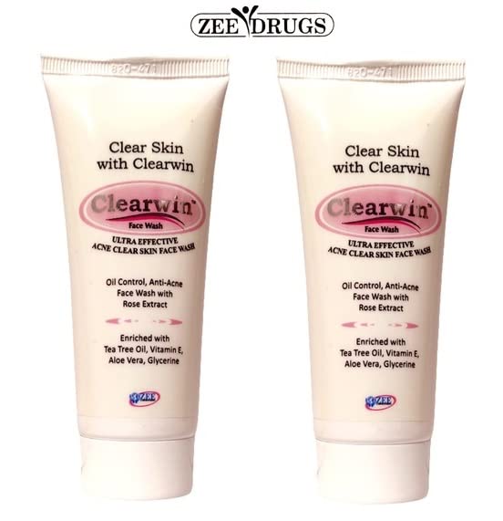 ZEE Clearwin Ultra Effective Acne Clear Skin Face Wash - Pack of 2 | Gentle Daily Cleanser for Oily & Acne-Prone Skin | Perfect for Morning & Night Skincare Routine
