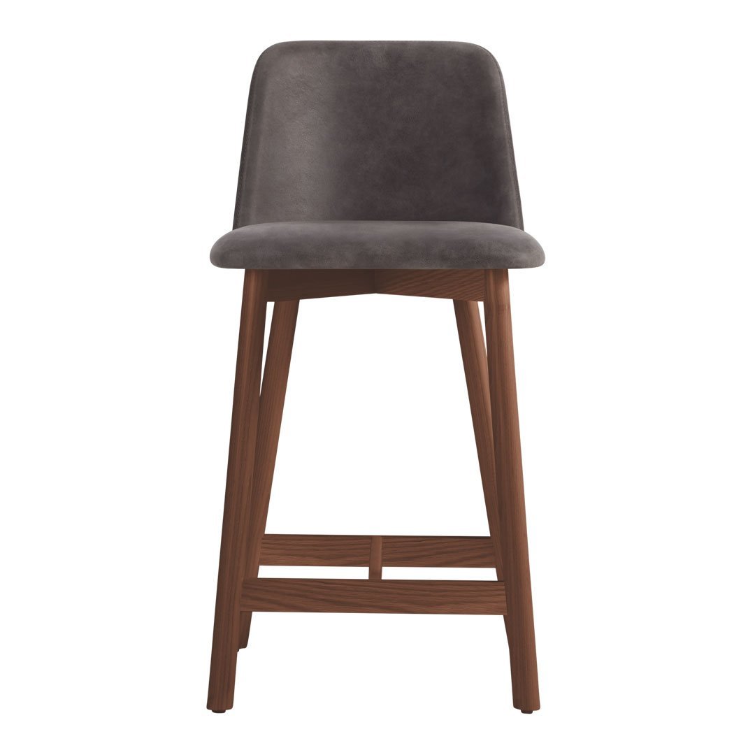 Premium Chip Leather Counter Stool - Modern Bar Stool with PU Leather Seat & Metal Legs for Kitchen Island, Breakfast Bar & Dining Room - Comfortable & Stylish Seating Solution