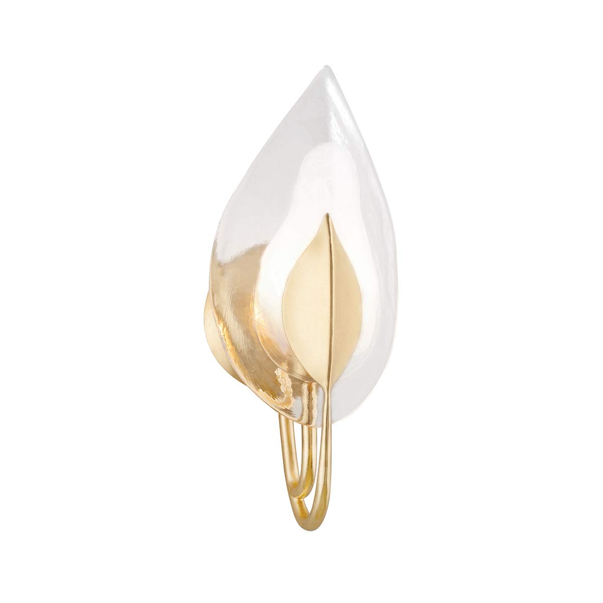 Hudson Valley Lighting Blossom 1-Light Wall Sconce - Gold Leaf Finish with Clear Glass Shade - Elegant Wall Light Fixture for Living Room, Bedroom & Hallway Decor