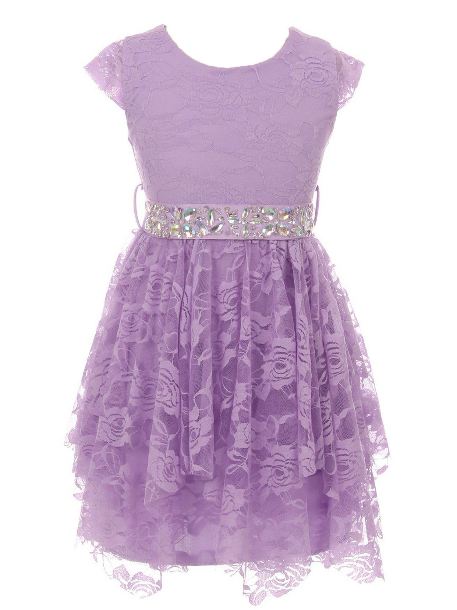Lilac Lace Cap Sleeve Easter Bridesmaid Dress for Big Girls Size 8-14 | Flower Girl, First Communion & Special Occasion Dress